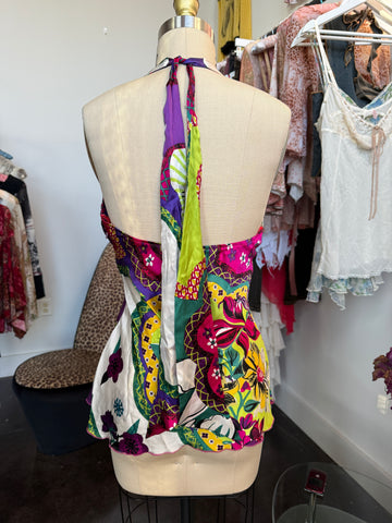tropical silk halter top