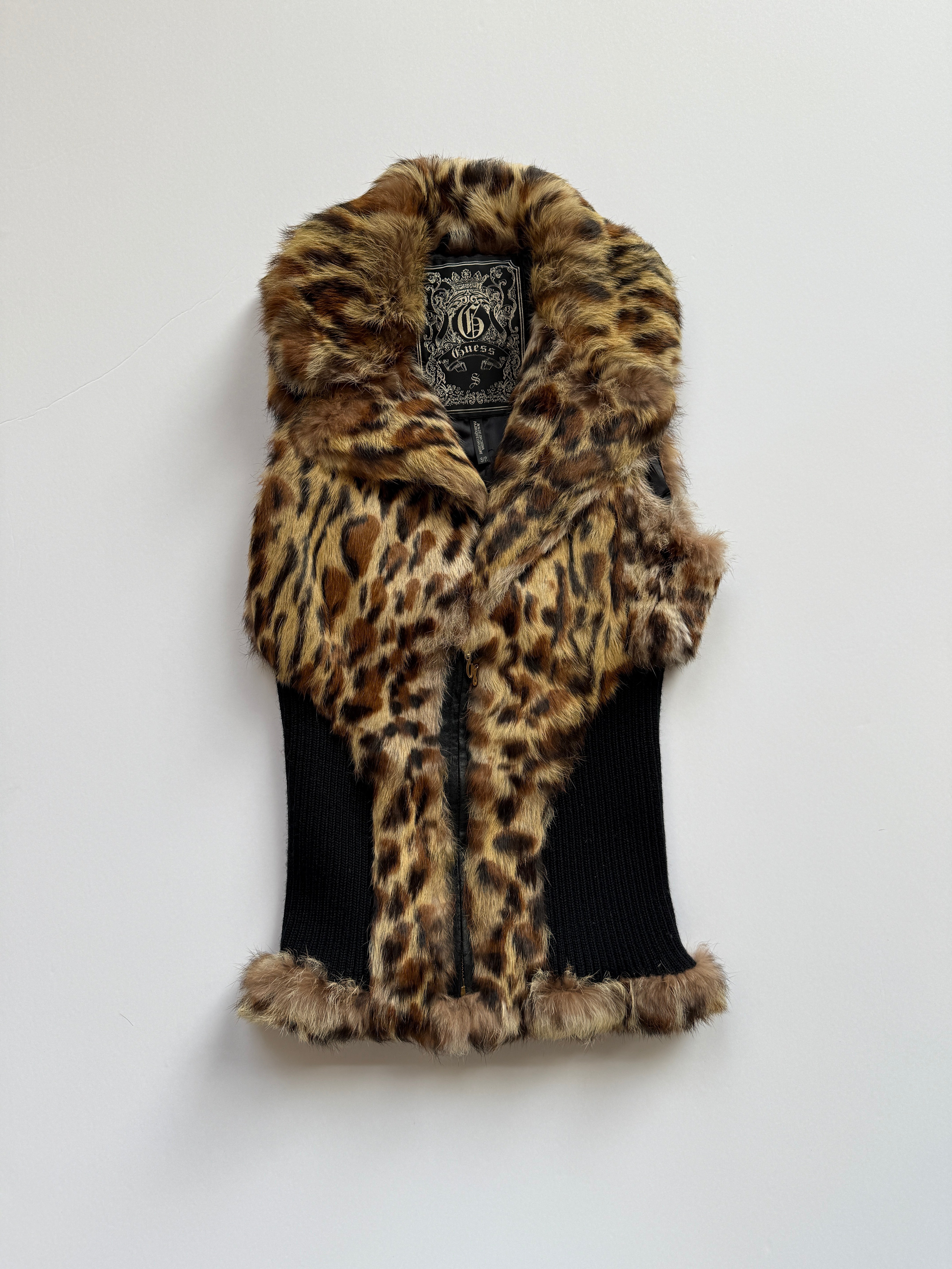 guess rabbit fur vest