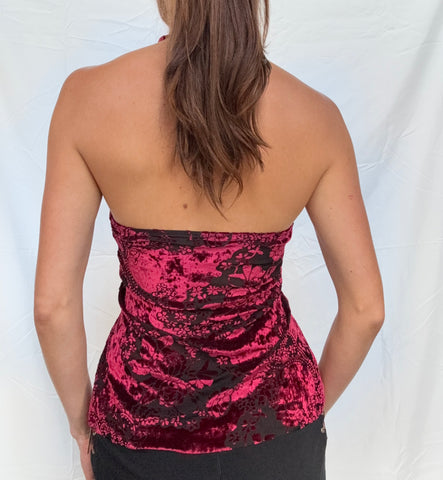 euro velvet beaded halter