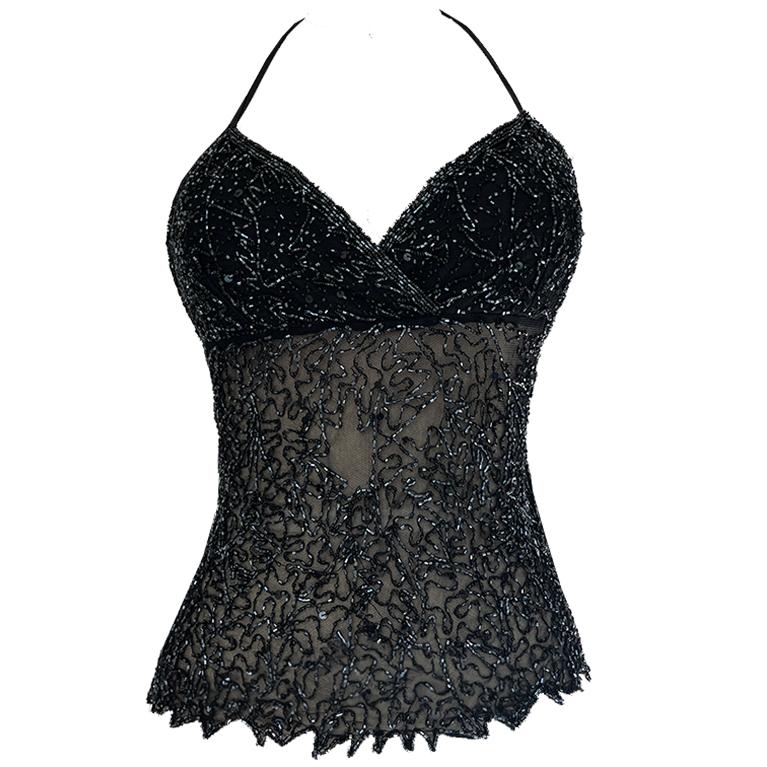 BEADED BLACK HALTER