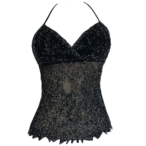BEADED BLACK HALTER