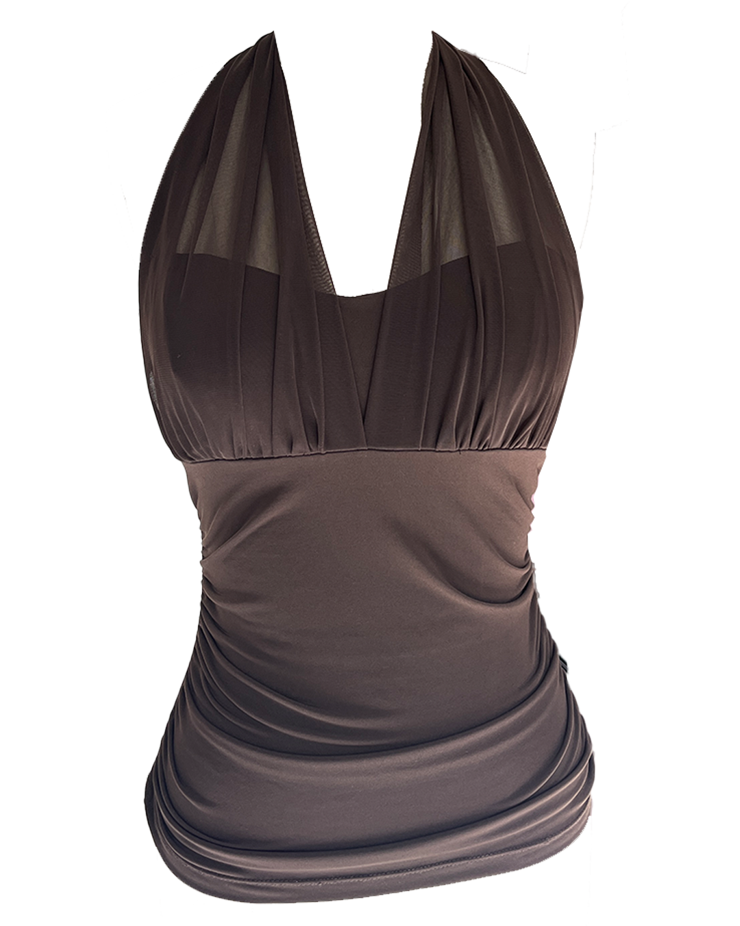 BROWN SHEER HALTER