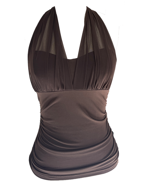 BROWN SHEER HALTER