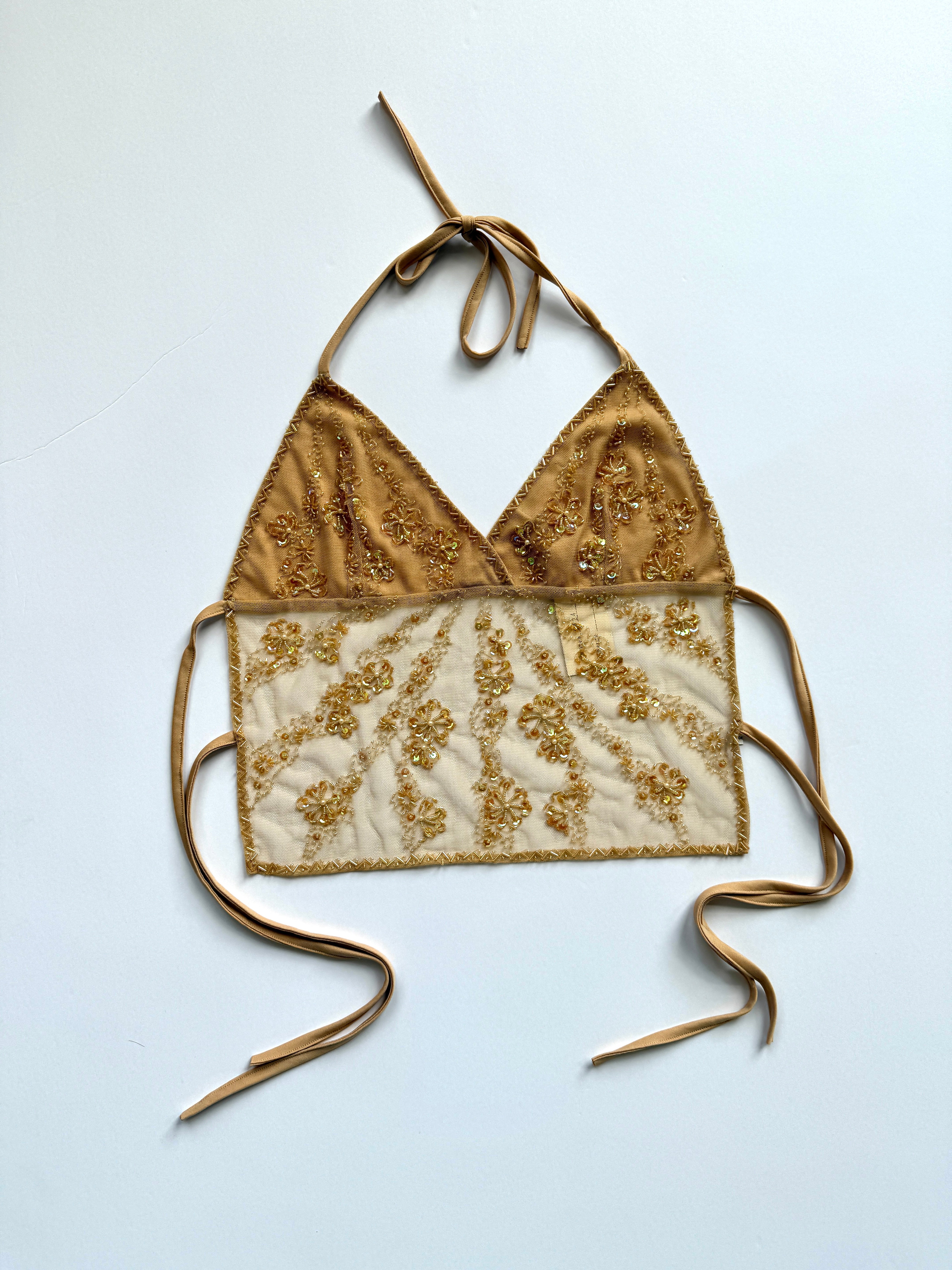 golden beaded halter