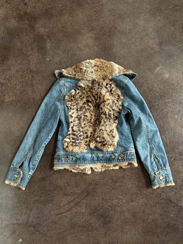animal fur denim jacket