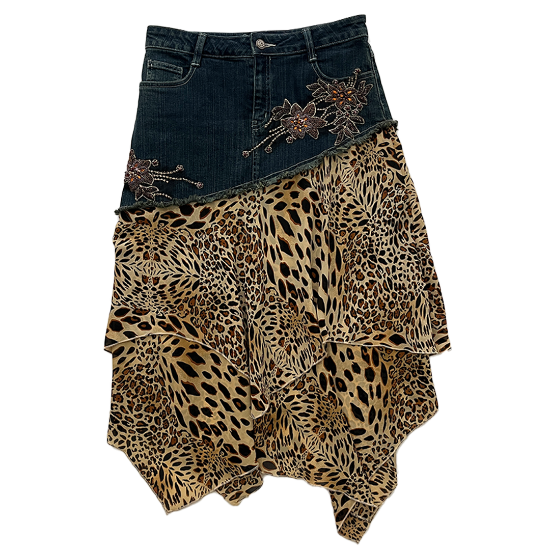DENIM CHEETAH SKIRT