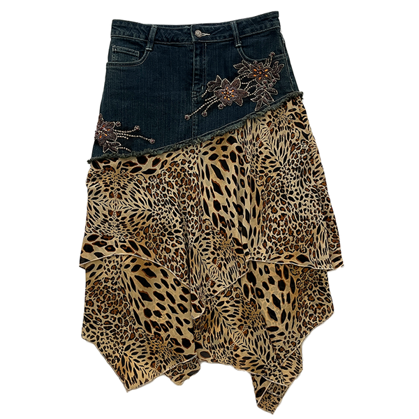 DENIM CHEETAH SKIRT