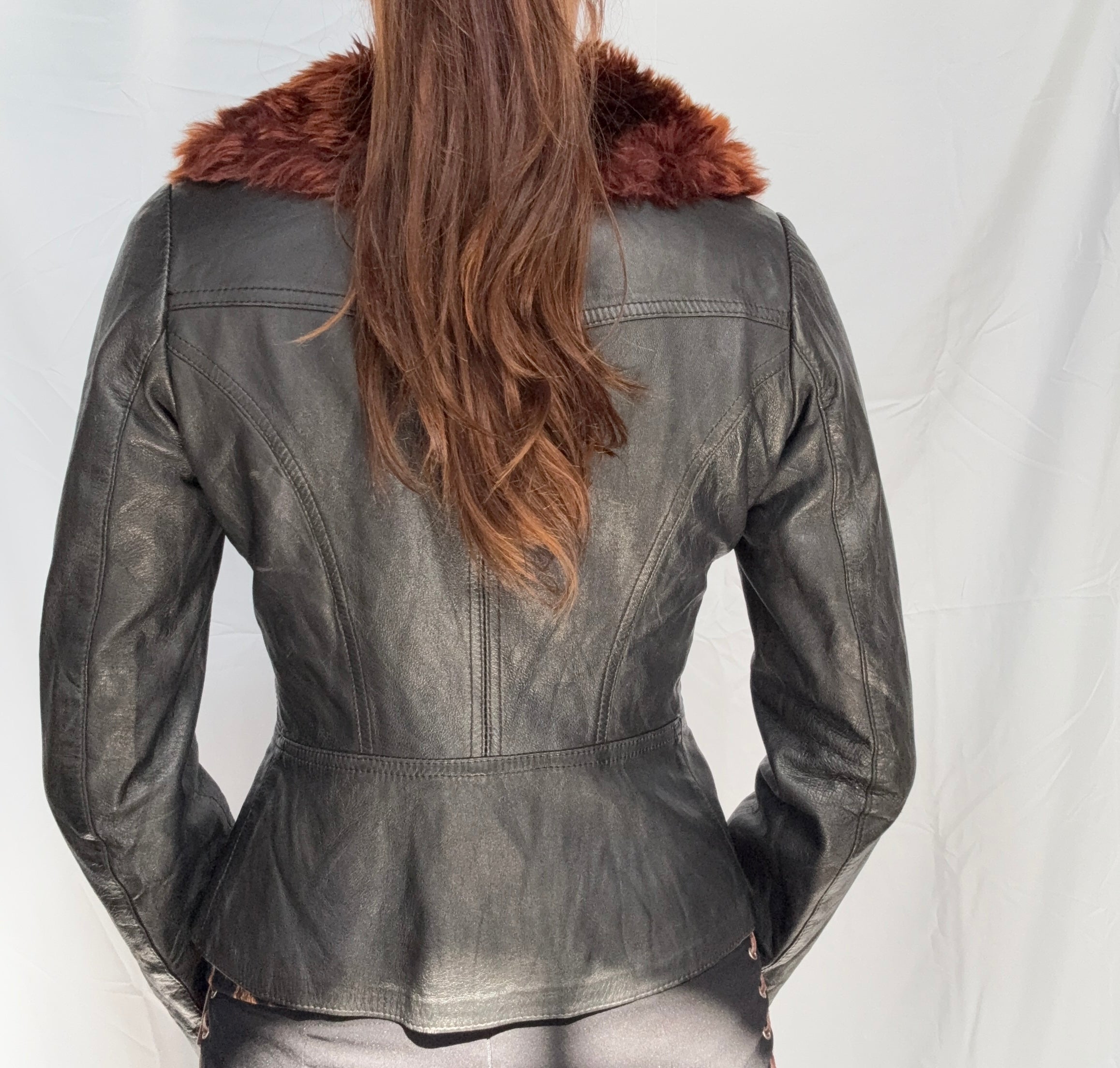 fur collar leather jacket