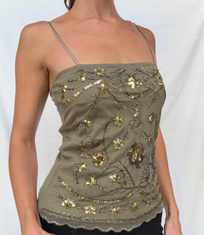 green beaded top