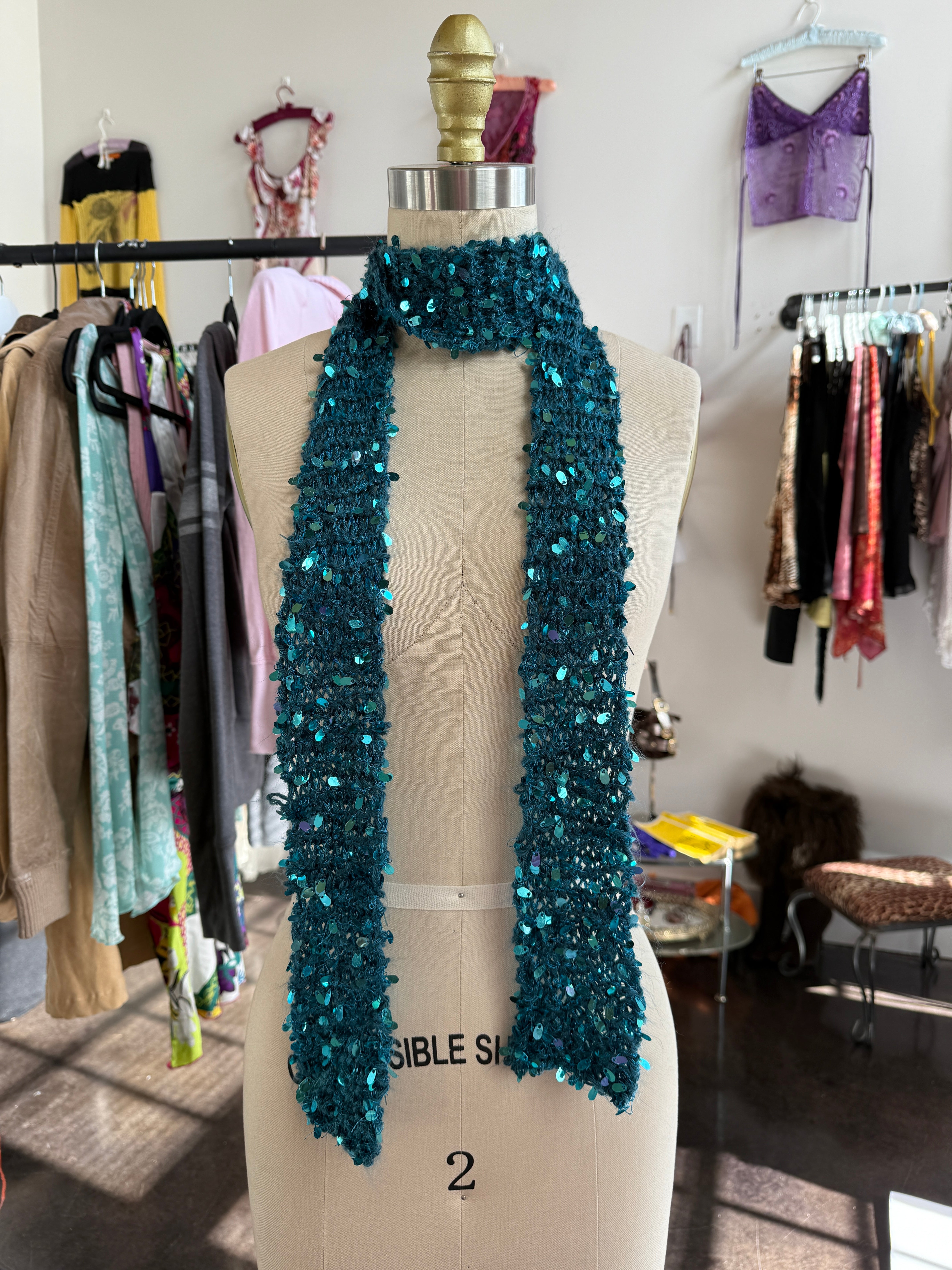 teal sequin scarf