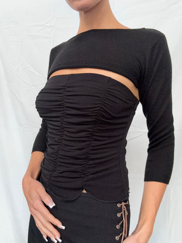 black ballet cropped sweater