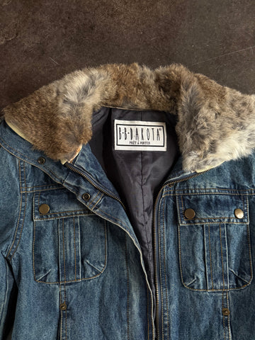 animal fur denim jacket
