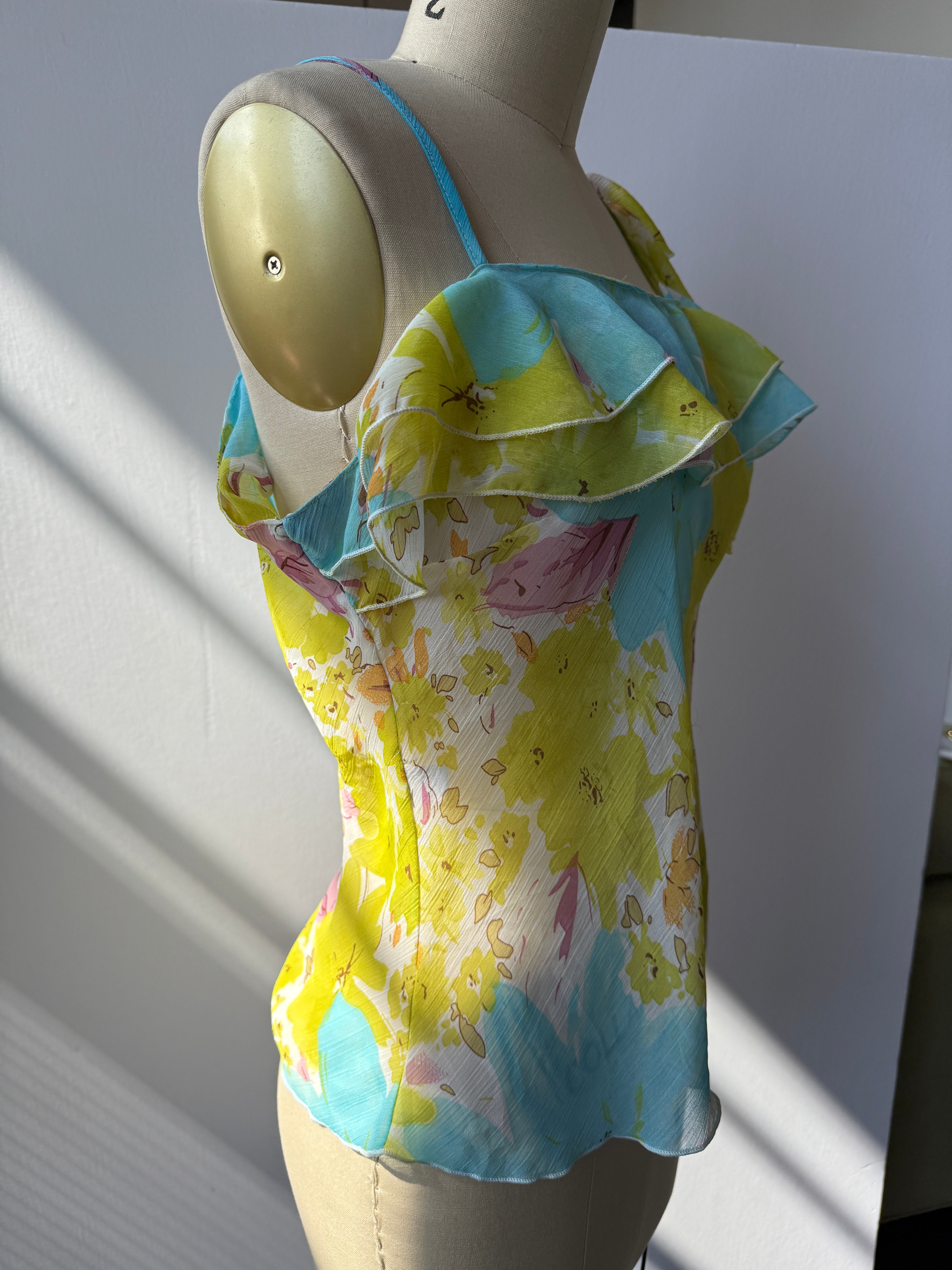 floral ruffle blouse