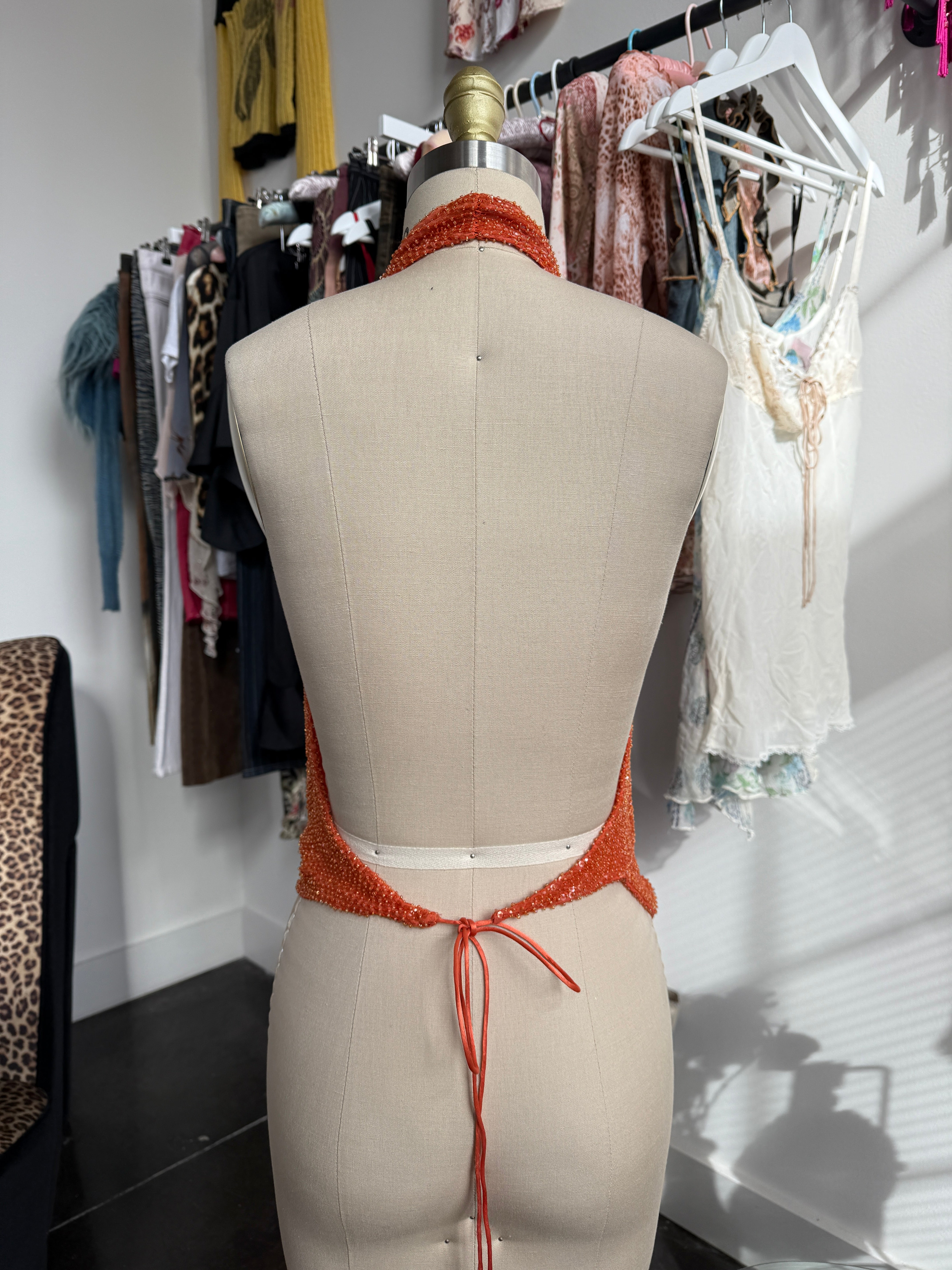 orange beaded halter🧡
