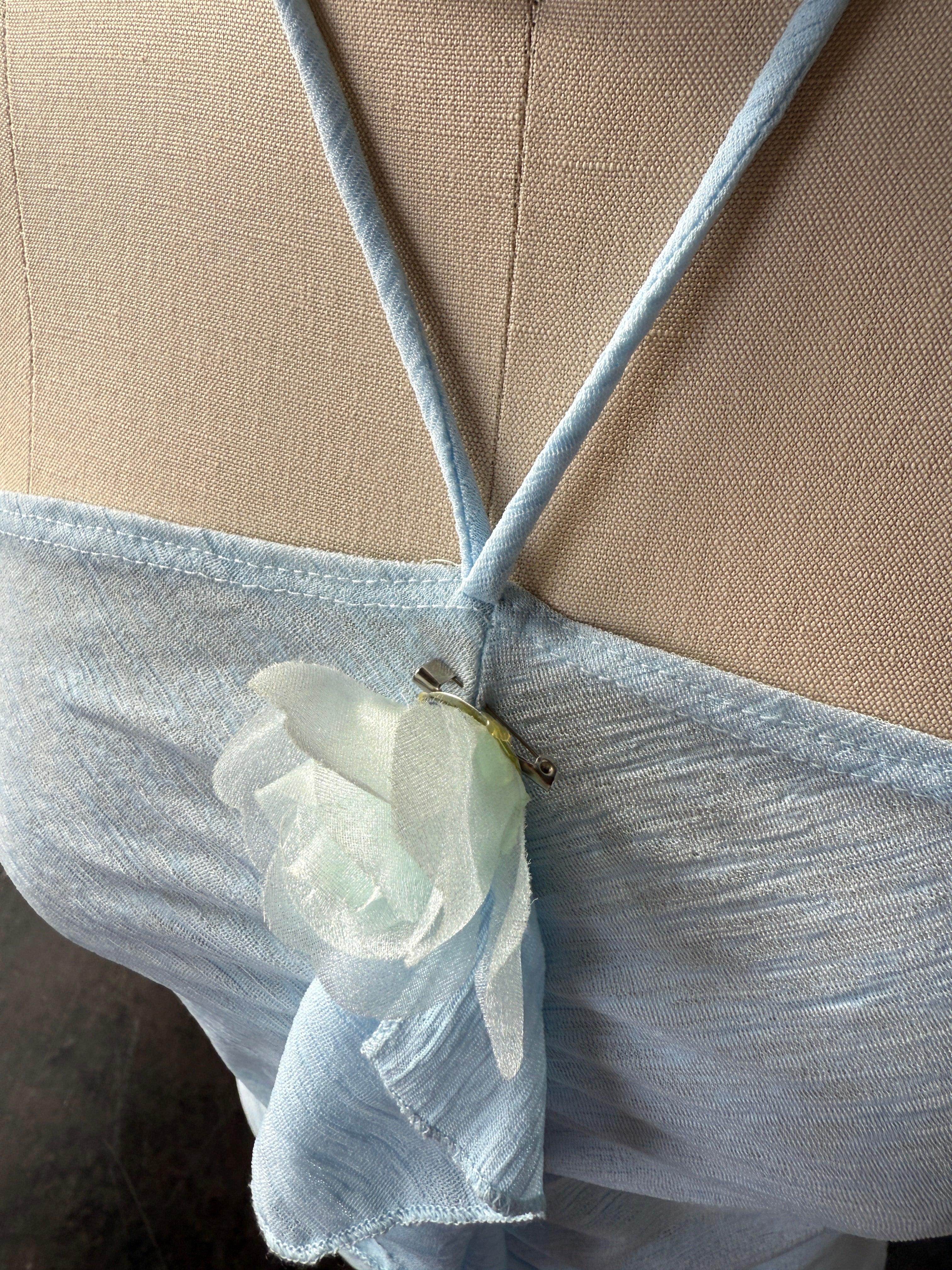 blue ruffle halter