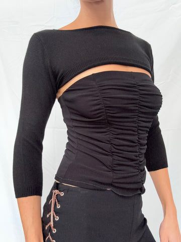 black ballet cropped sweater