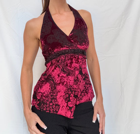 euro velvet beaded halter
