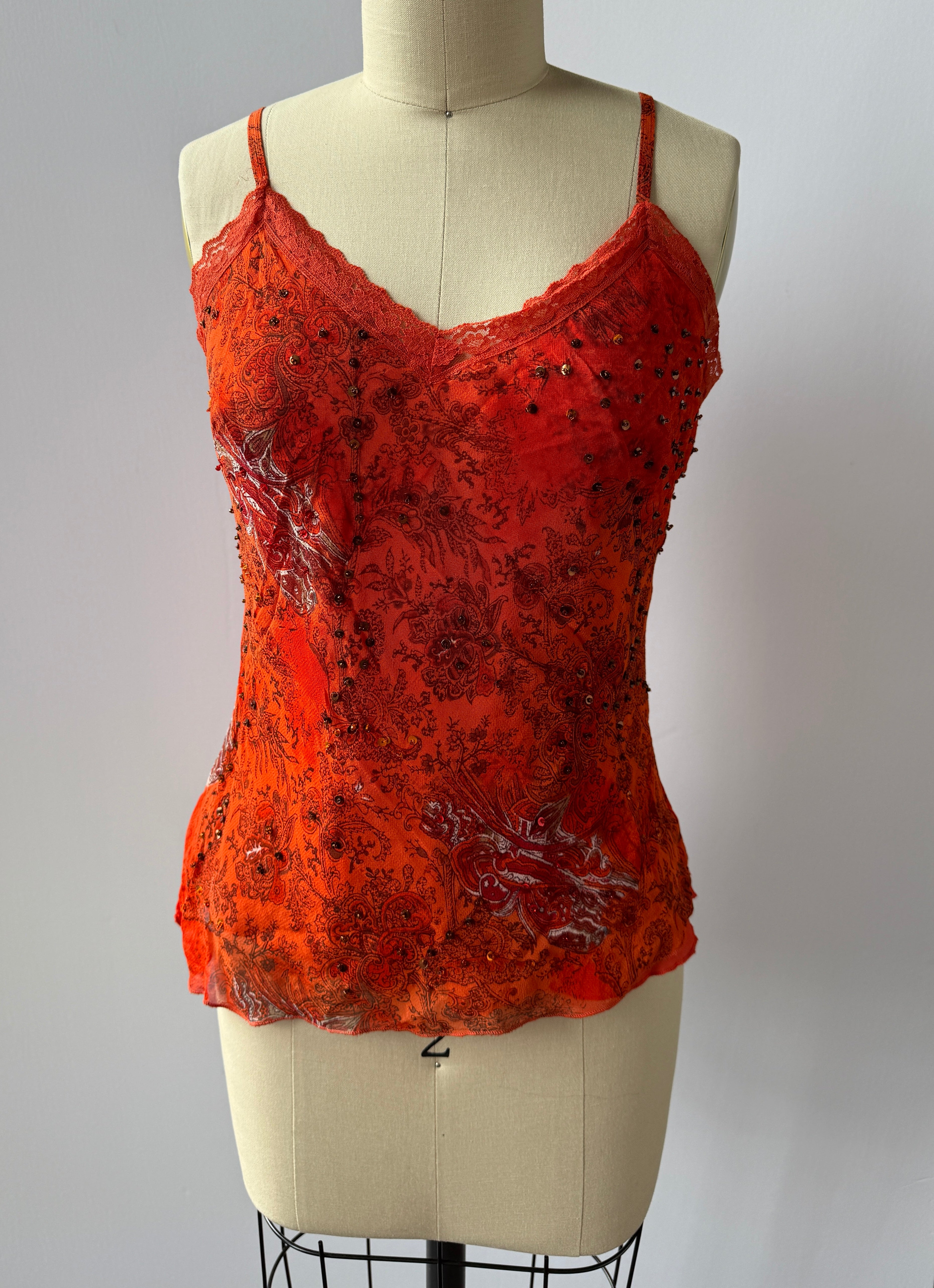 orange paisley cami