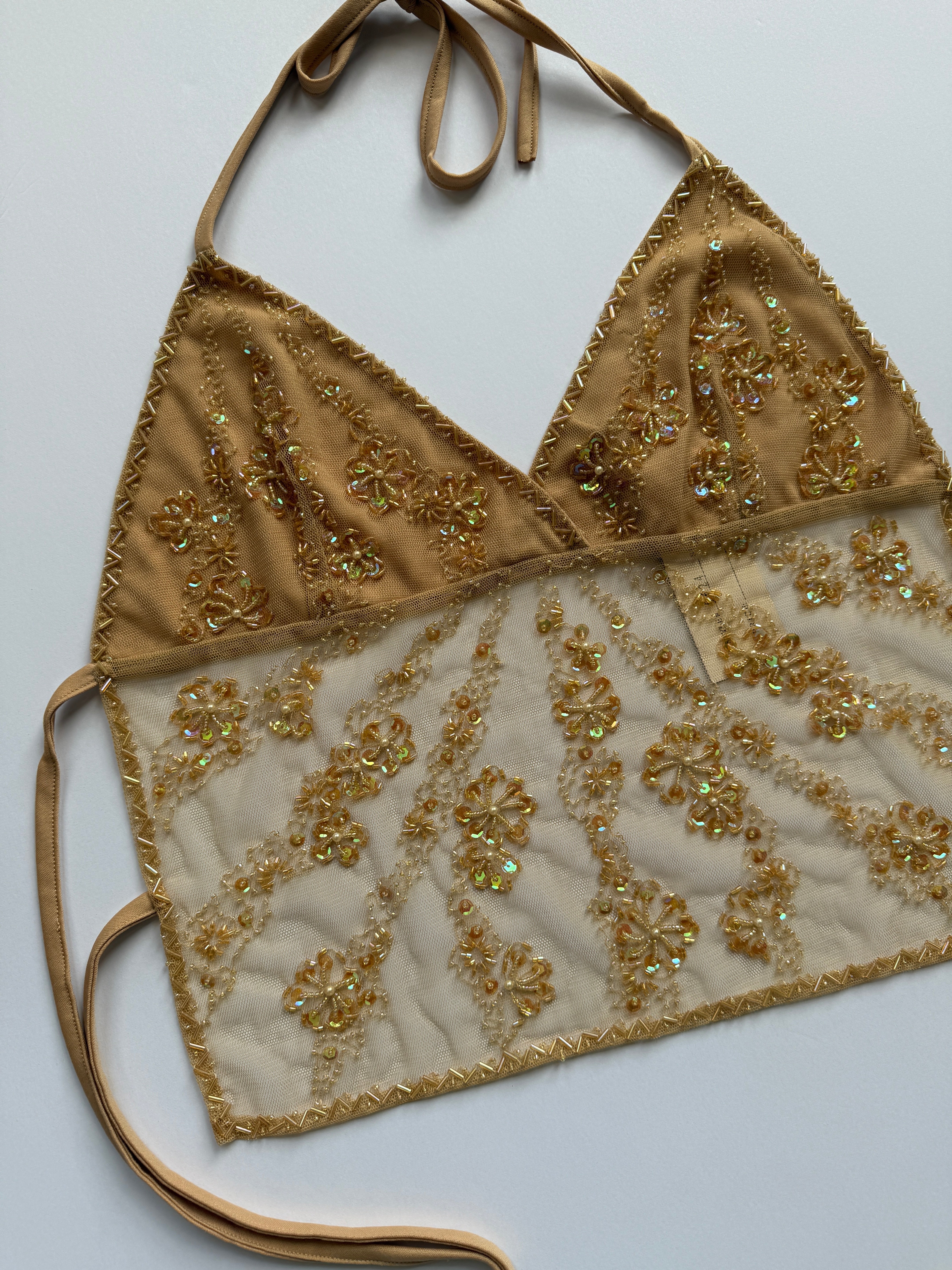golden beaded halter
