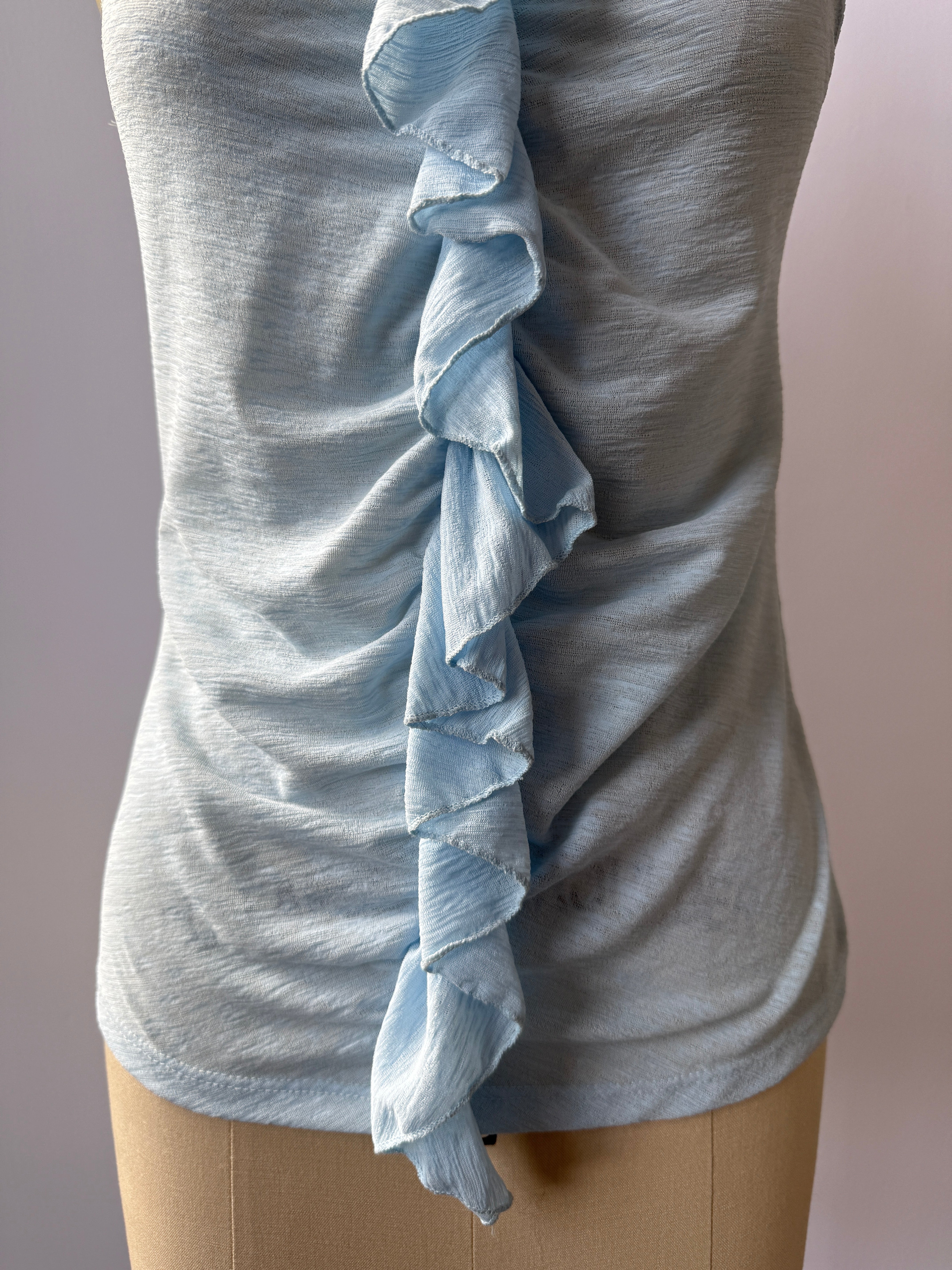 blue ruffle halter