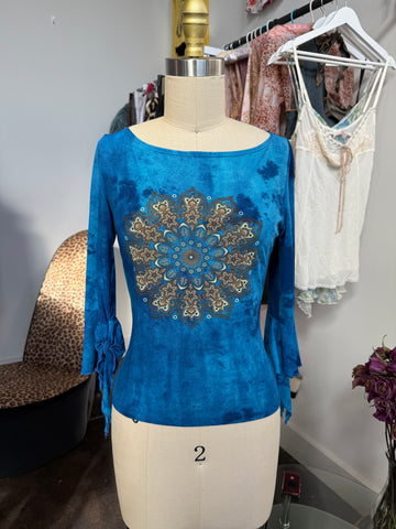 boho blue mesh top🦋