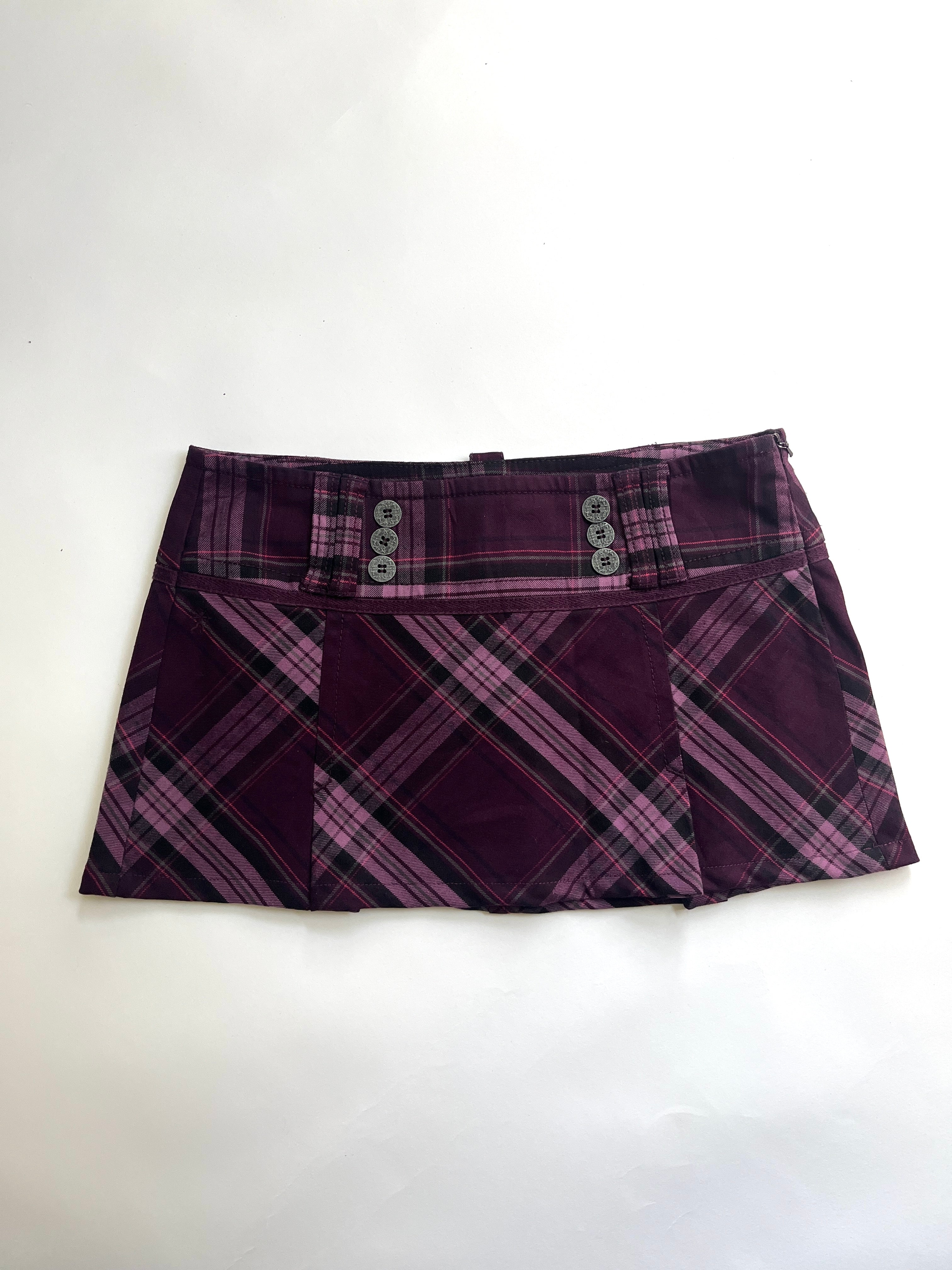 purple pleated micro mini