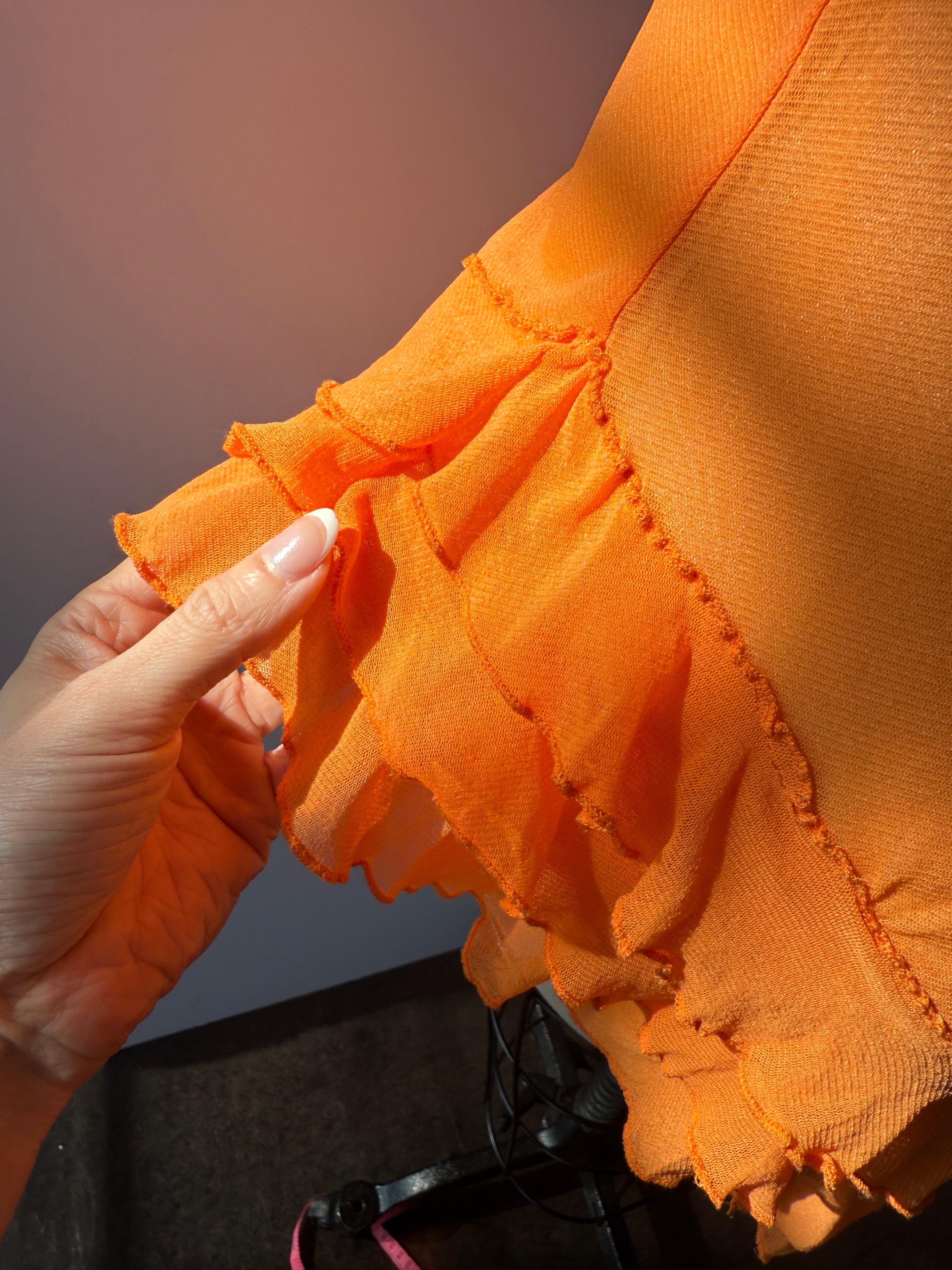 orange ruffle cami