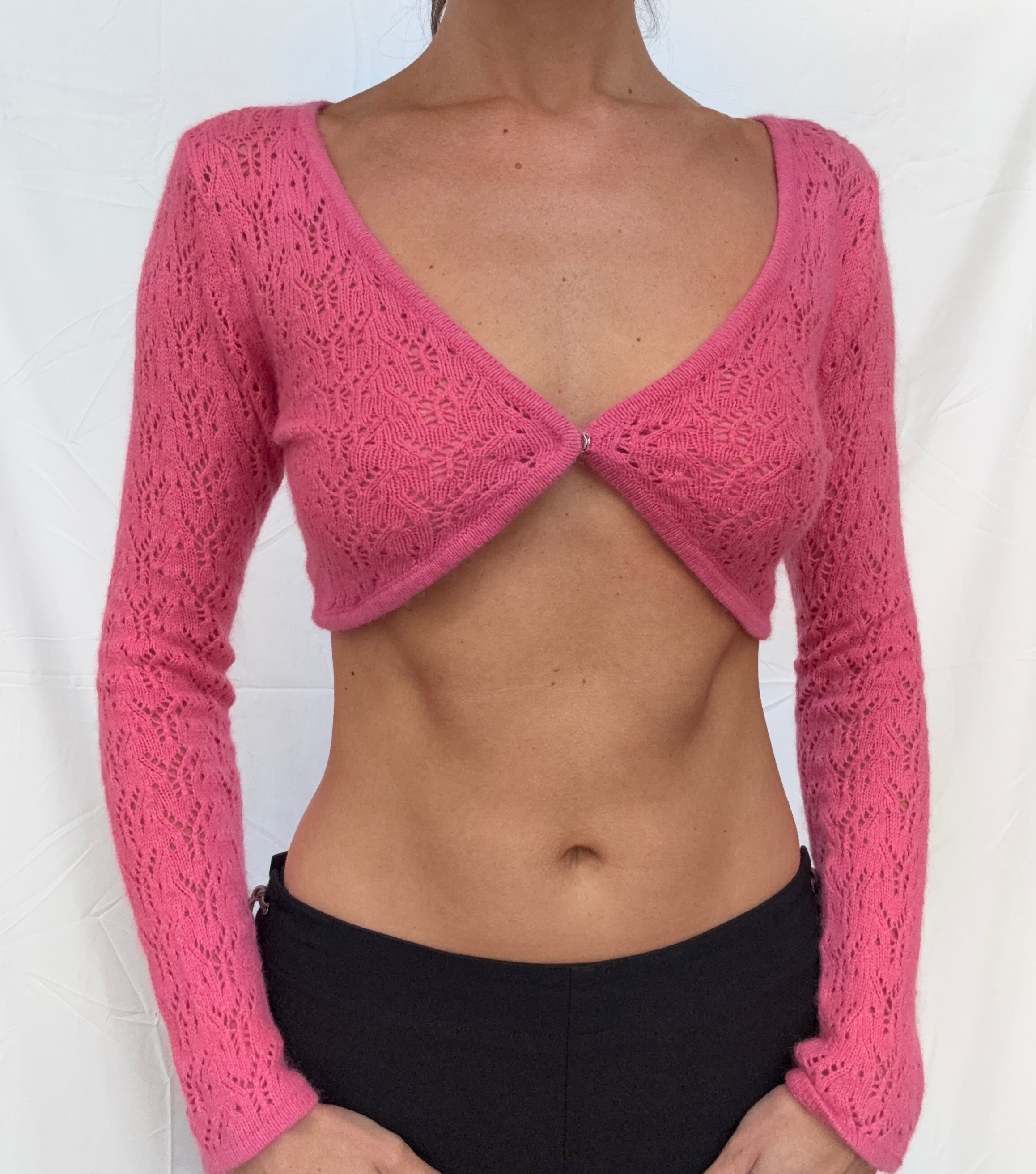 pink crop sweater top