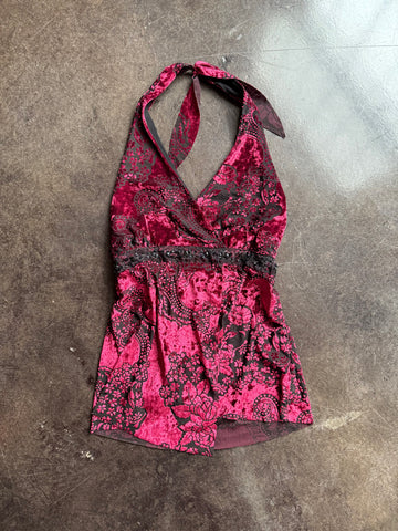 euro velvet beaded halter