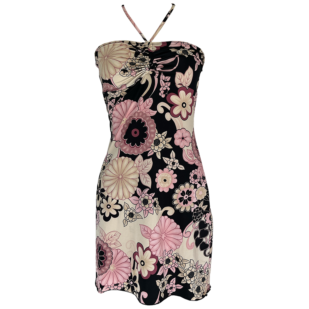 FLORAL HALTER DRESS
