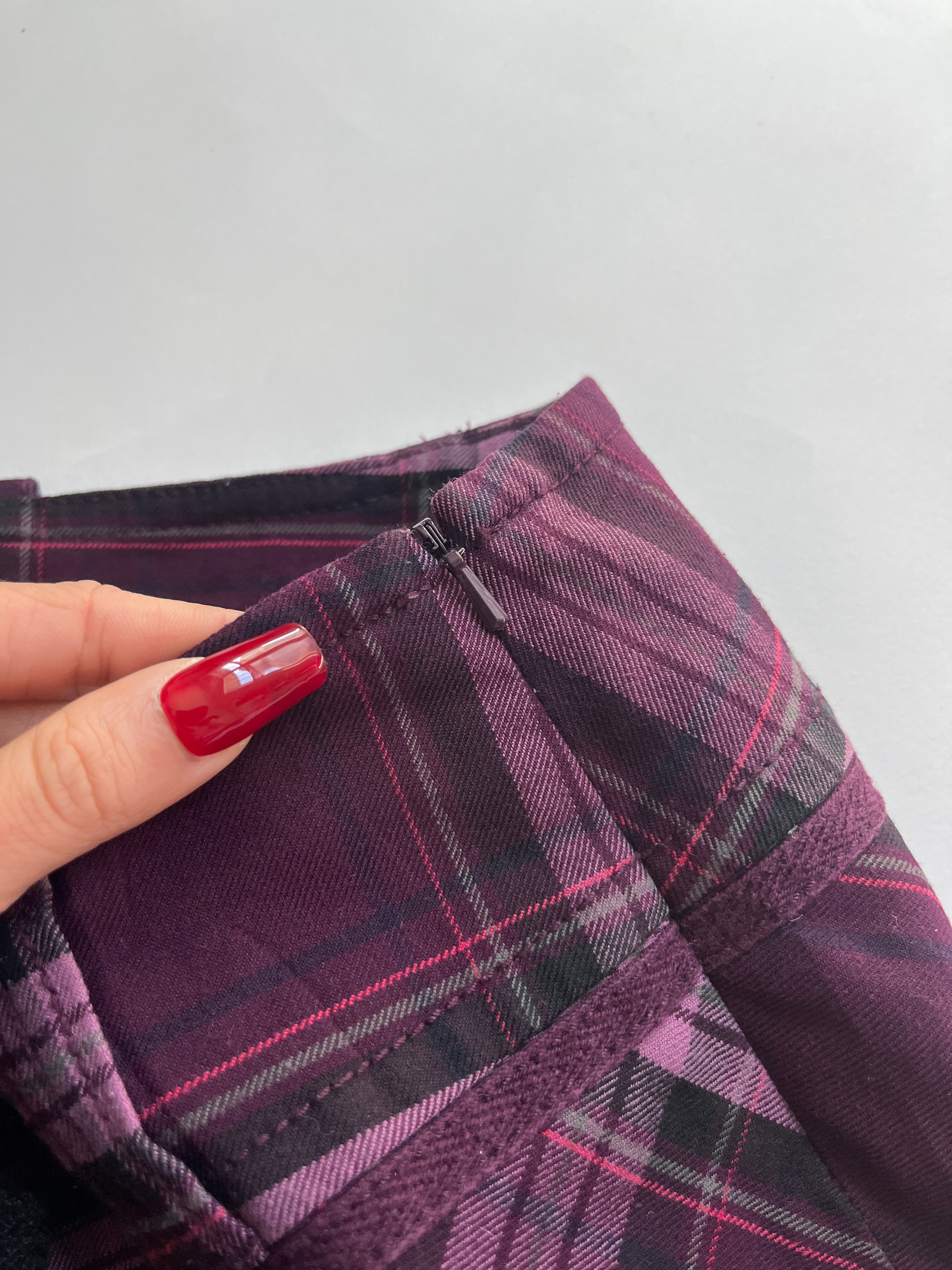 purple pleated micro mini