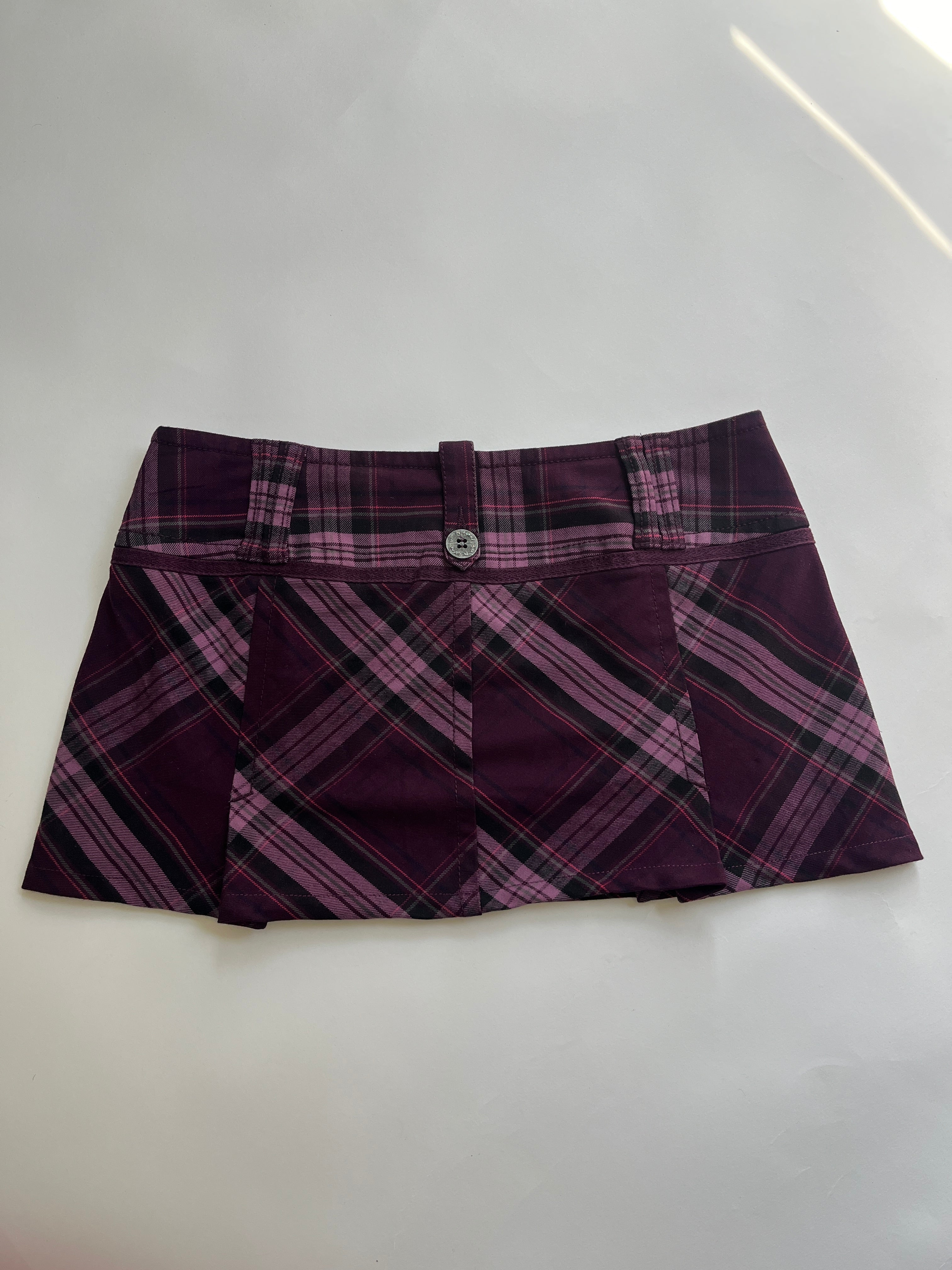purple pleated micro mini