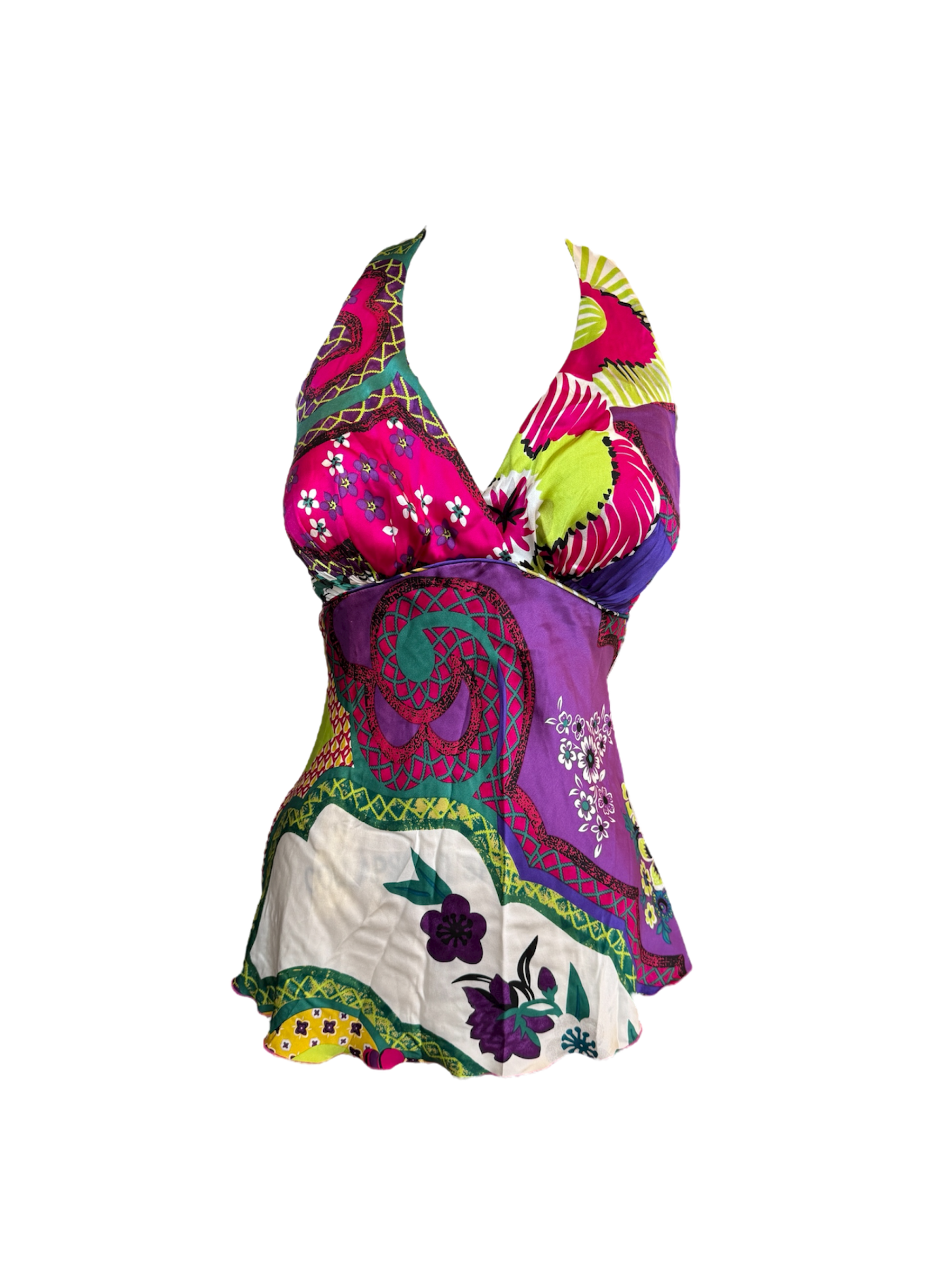 tropical silk halter top