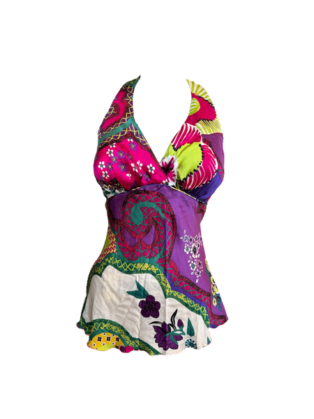 tropical silk halter top