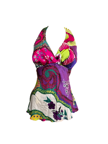 tropical silk halter top