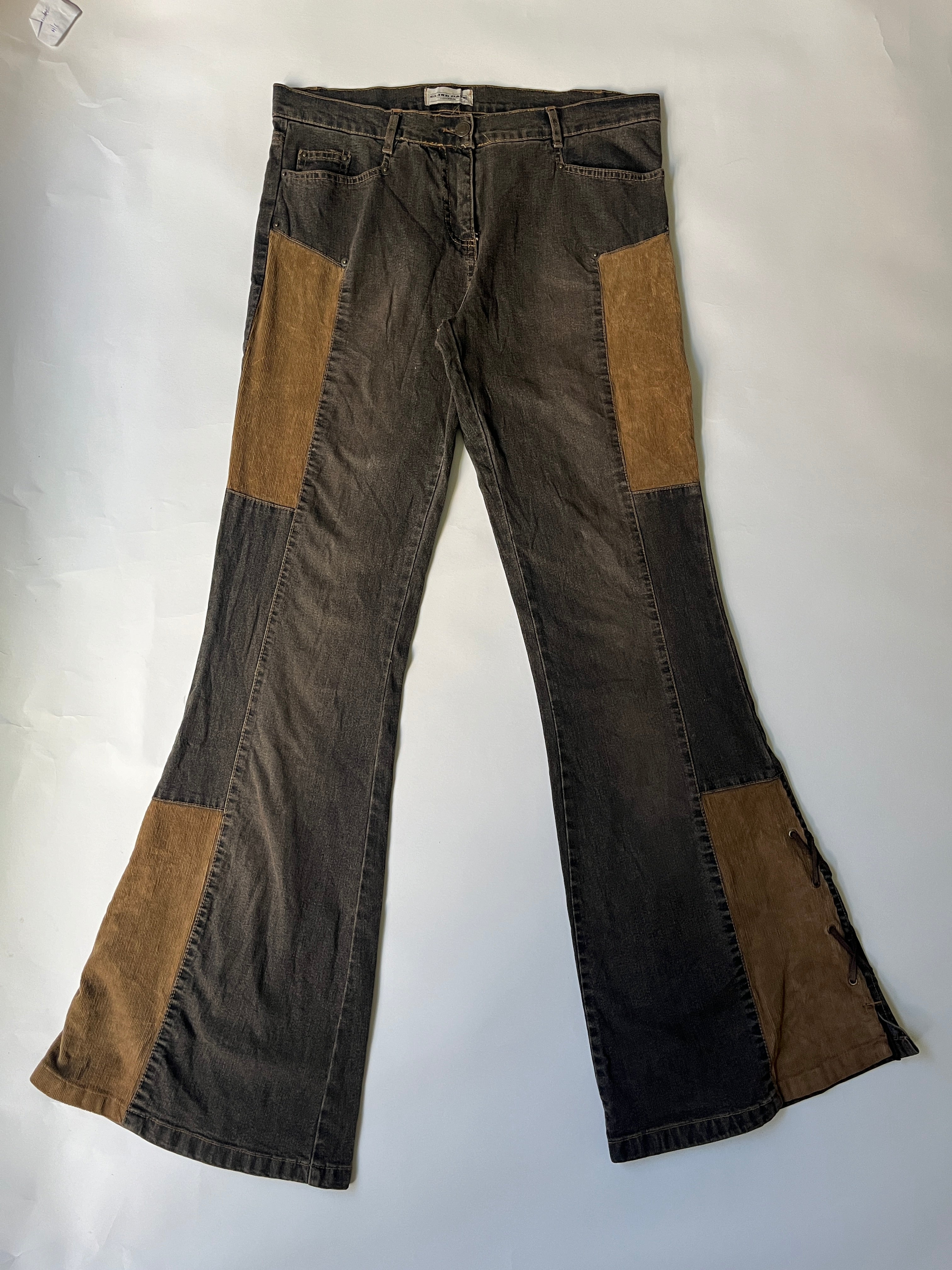 patchwork flare pants