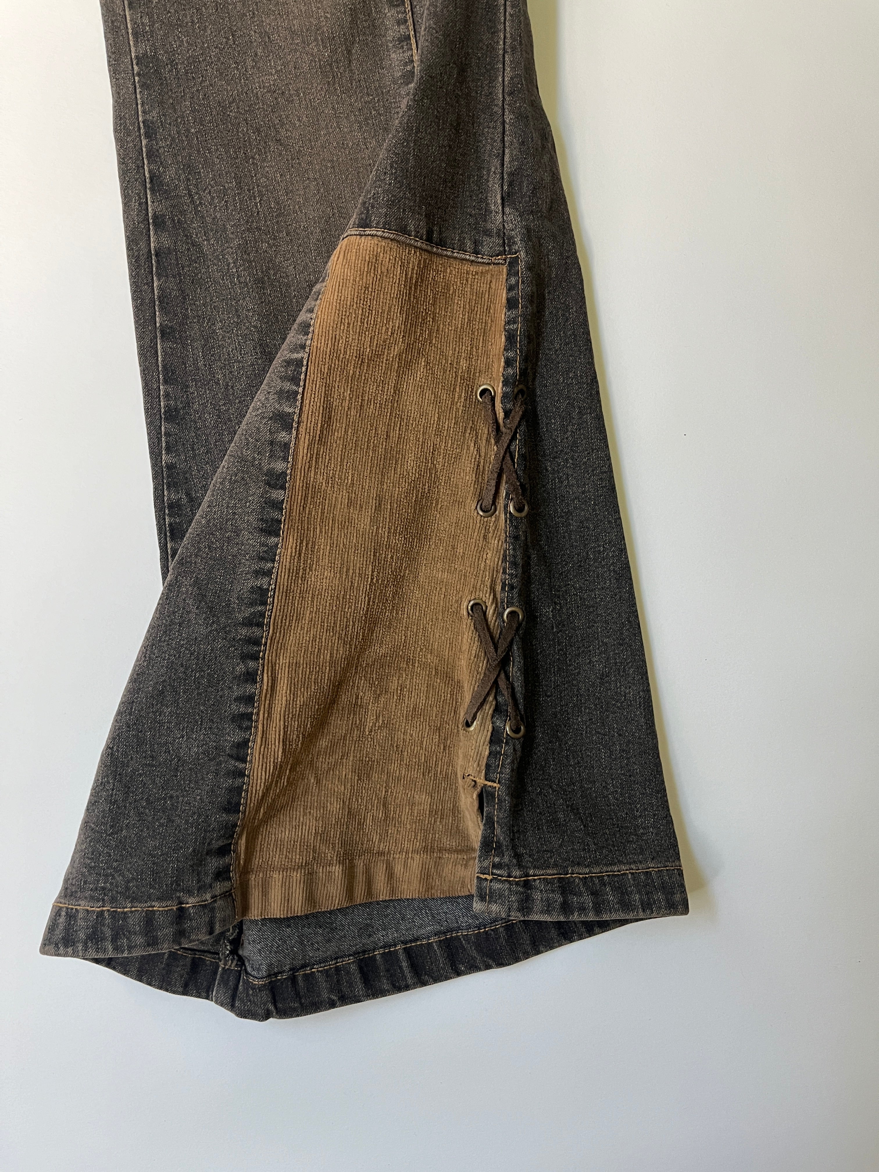 patchwork flare pants