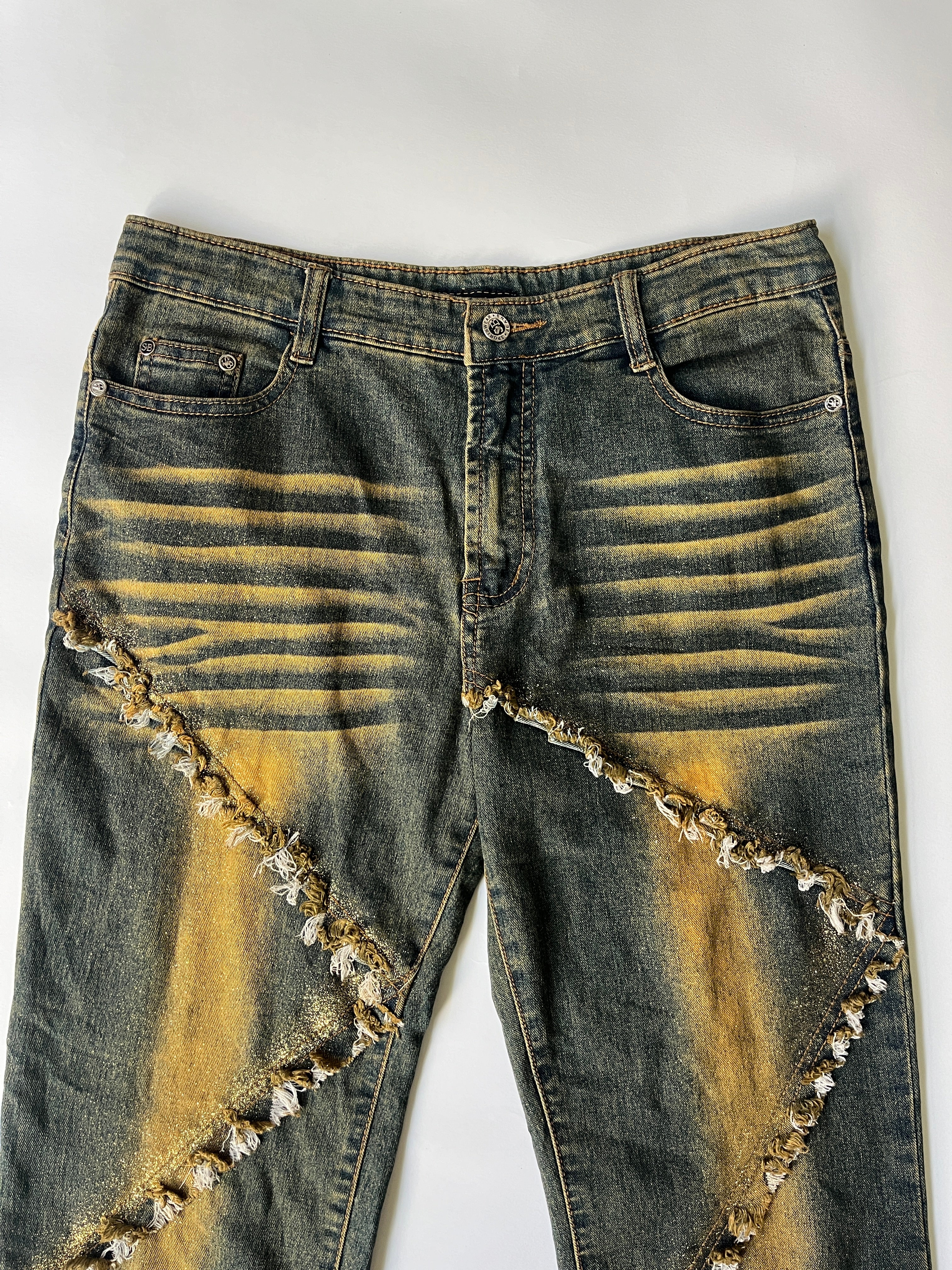 zig zag denim pants