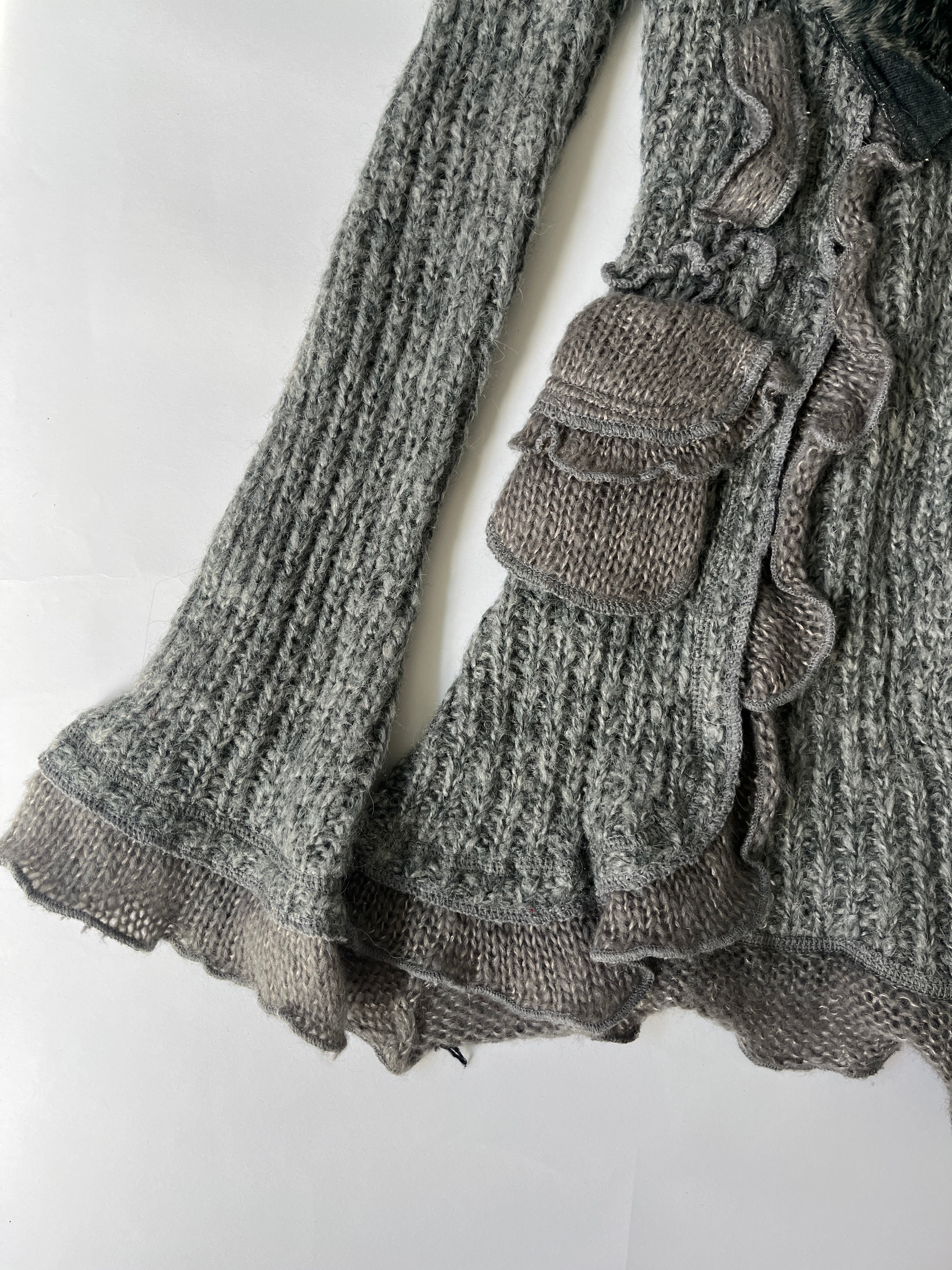 gray fur cardigan