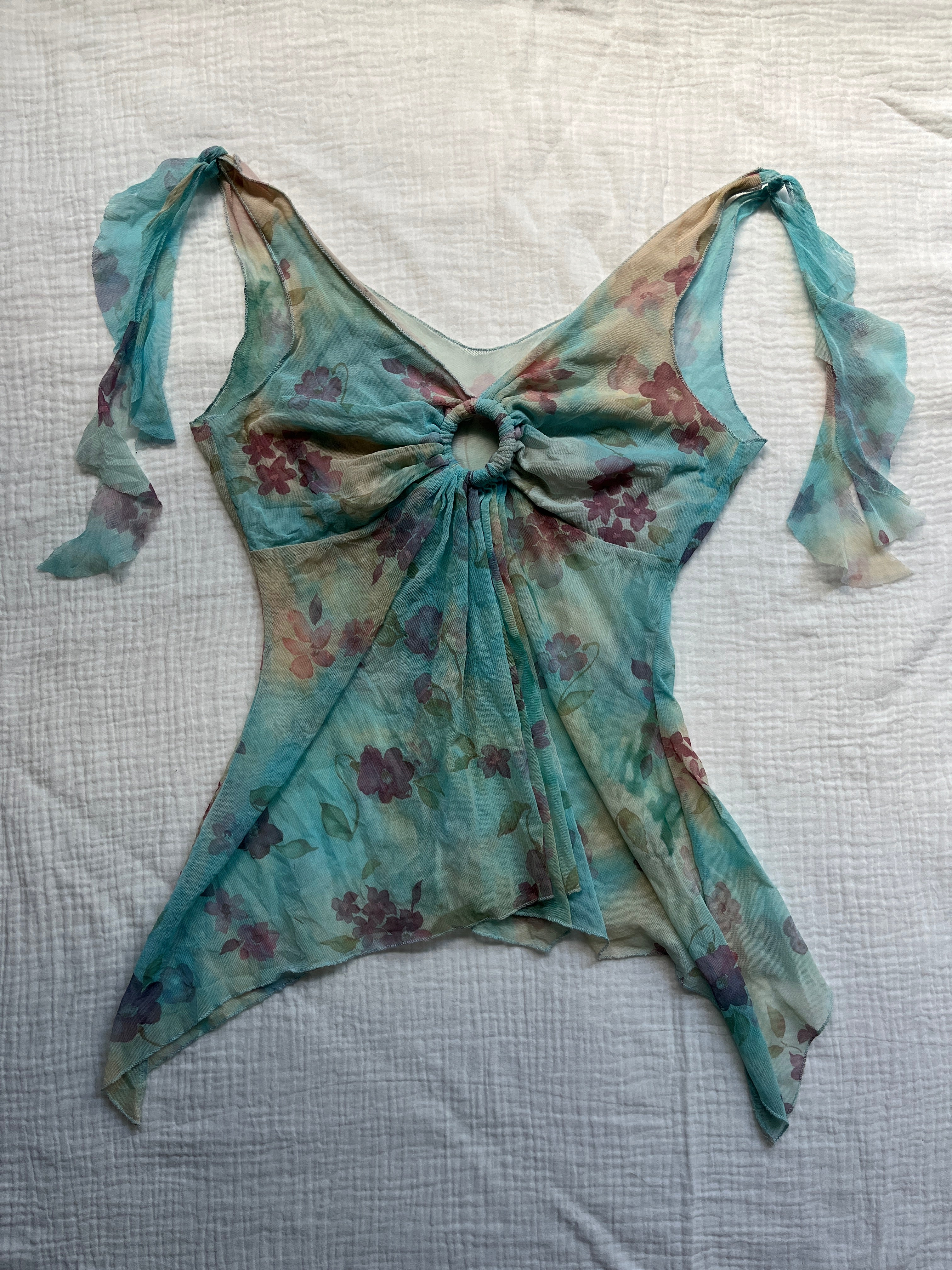 blue mesh top