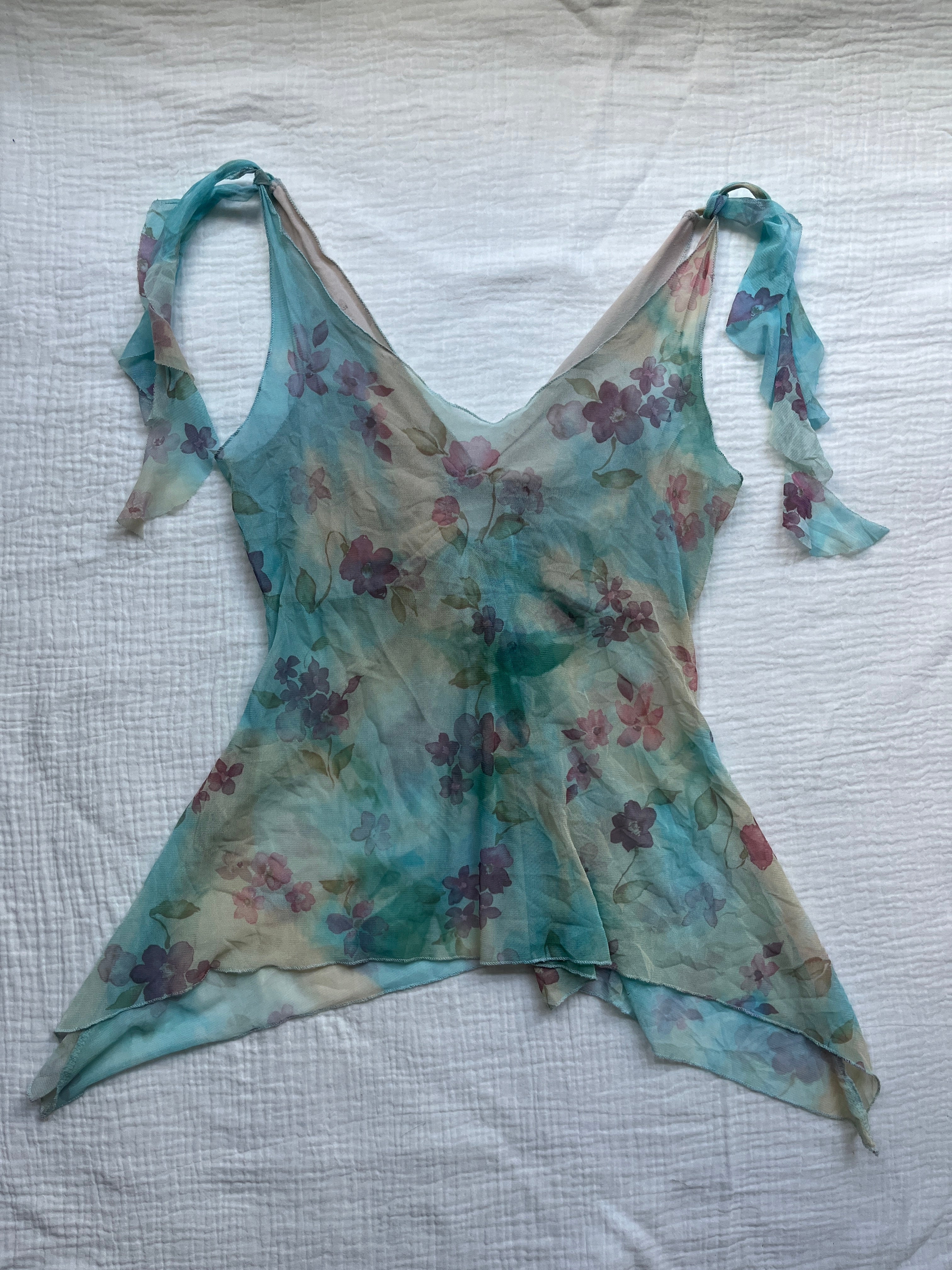 blue mesh top