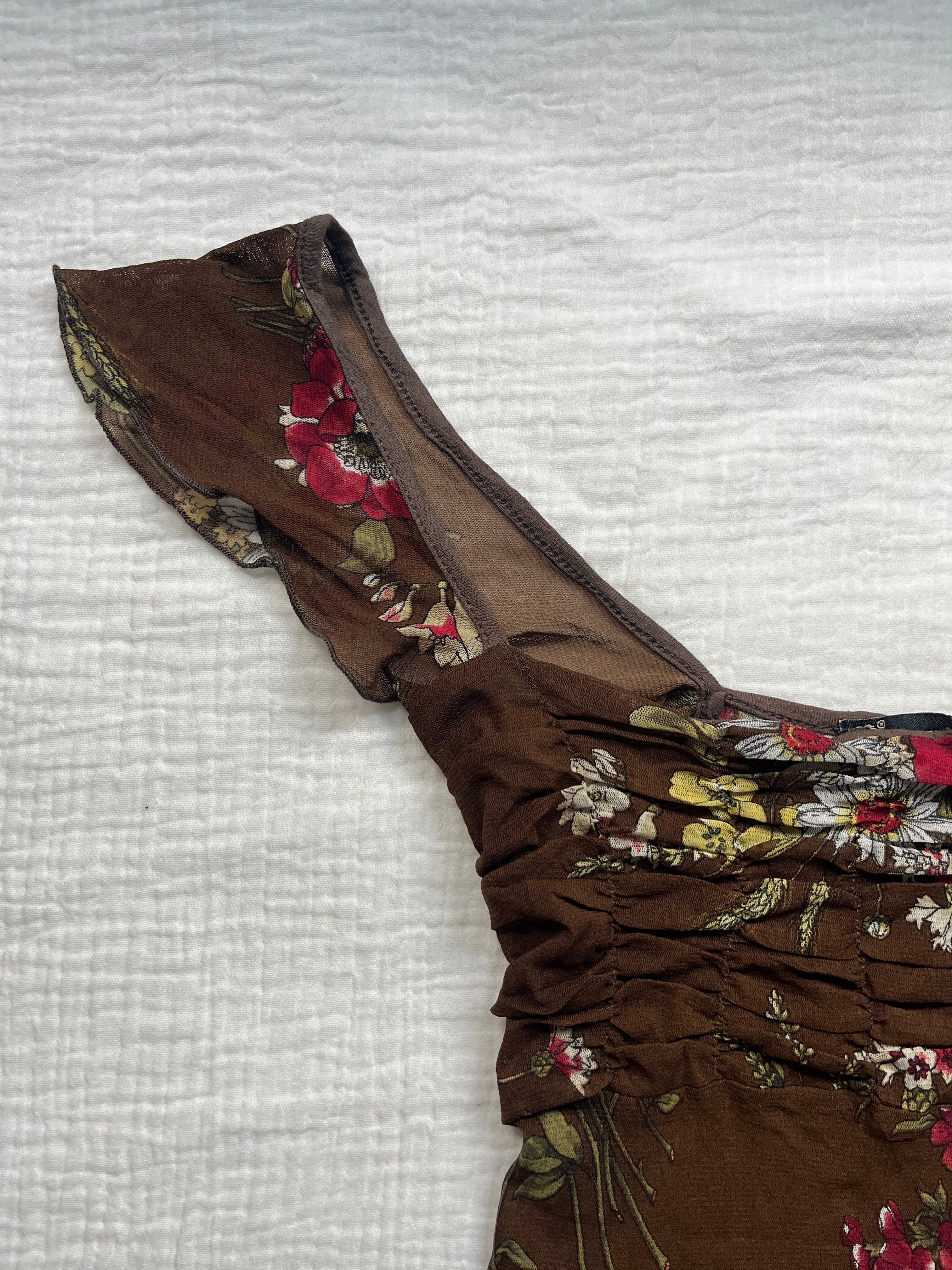 brown mesh flower top