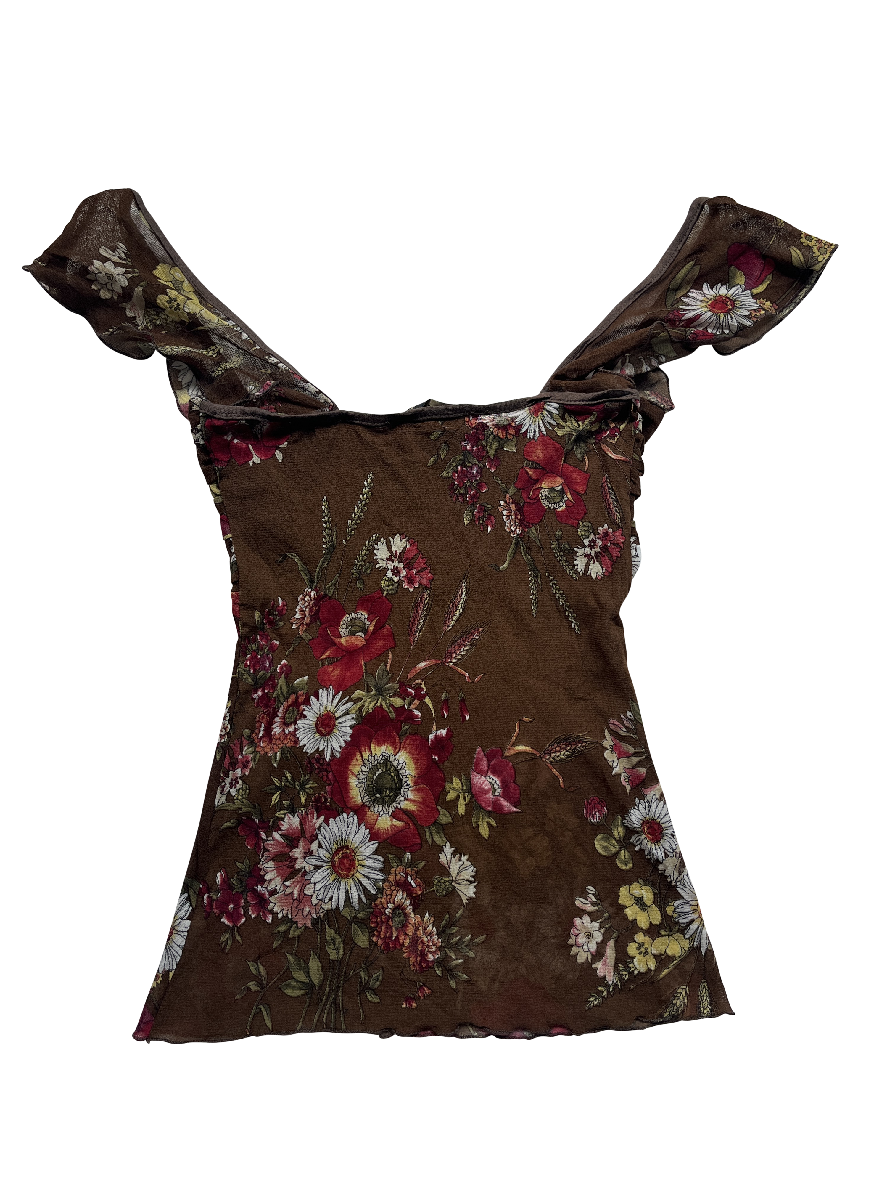 brown mesh flower top