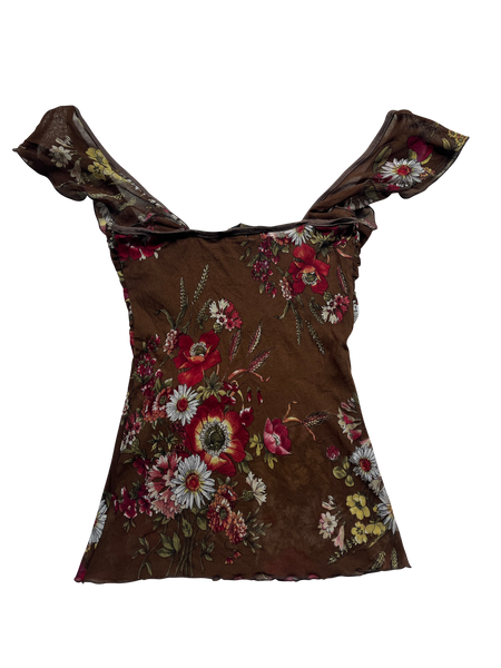 brown mesh flower top