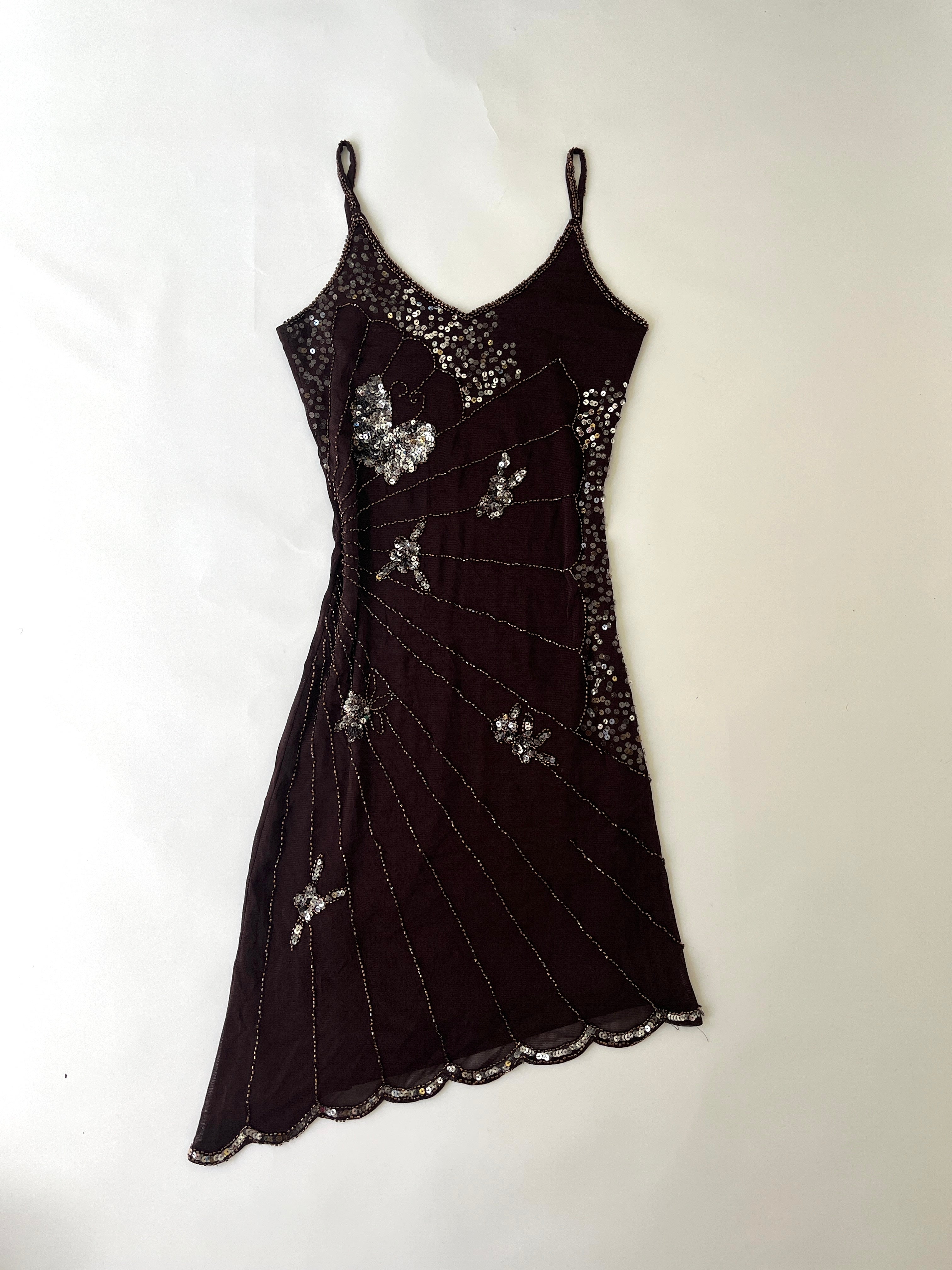 brown beaded dress
