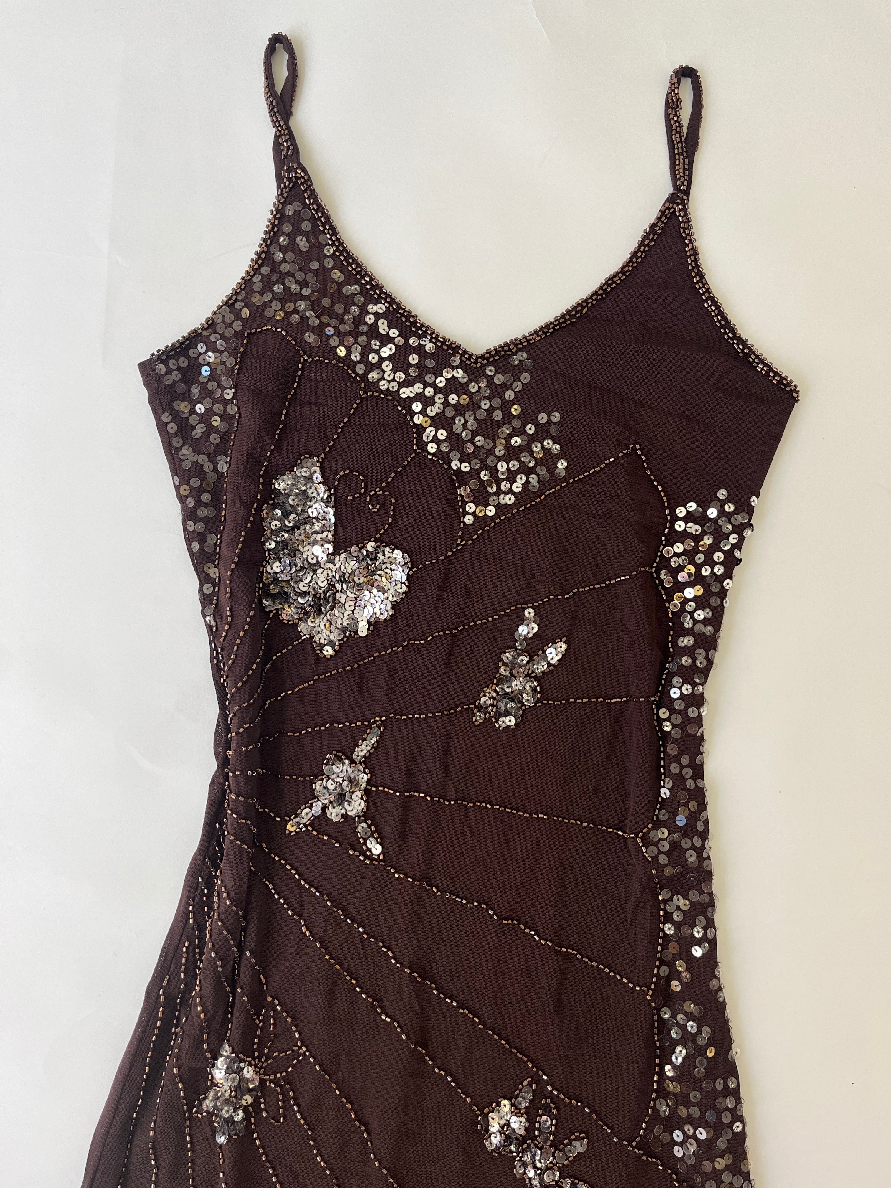 brown beaded dress