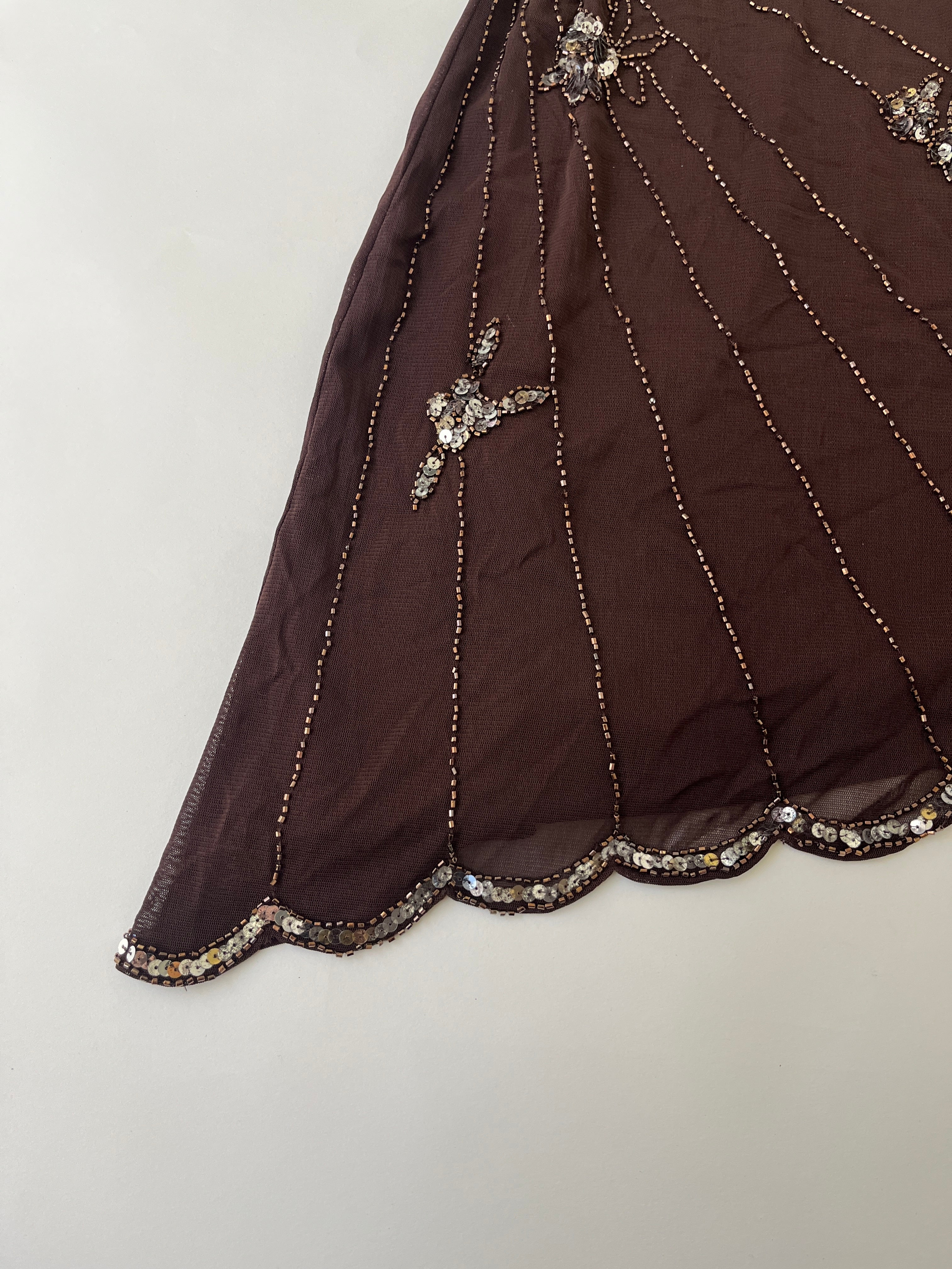 brown beaded dress