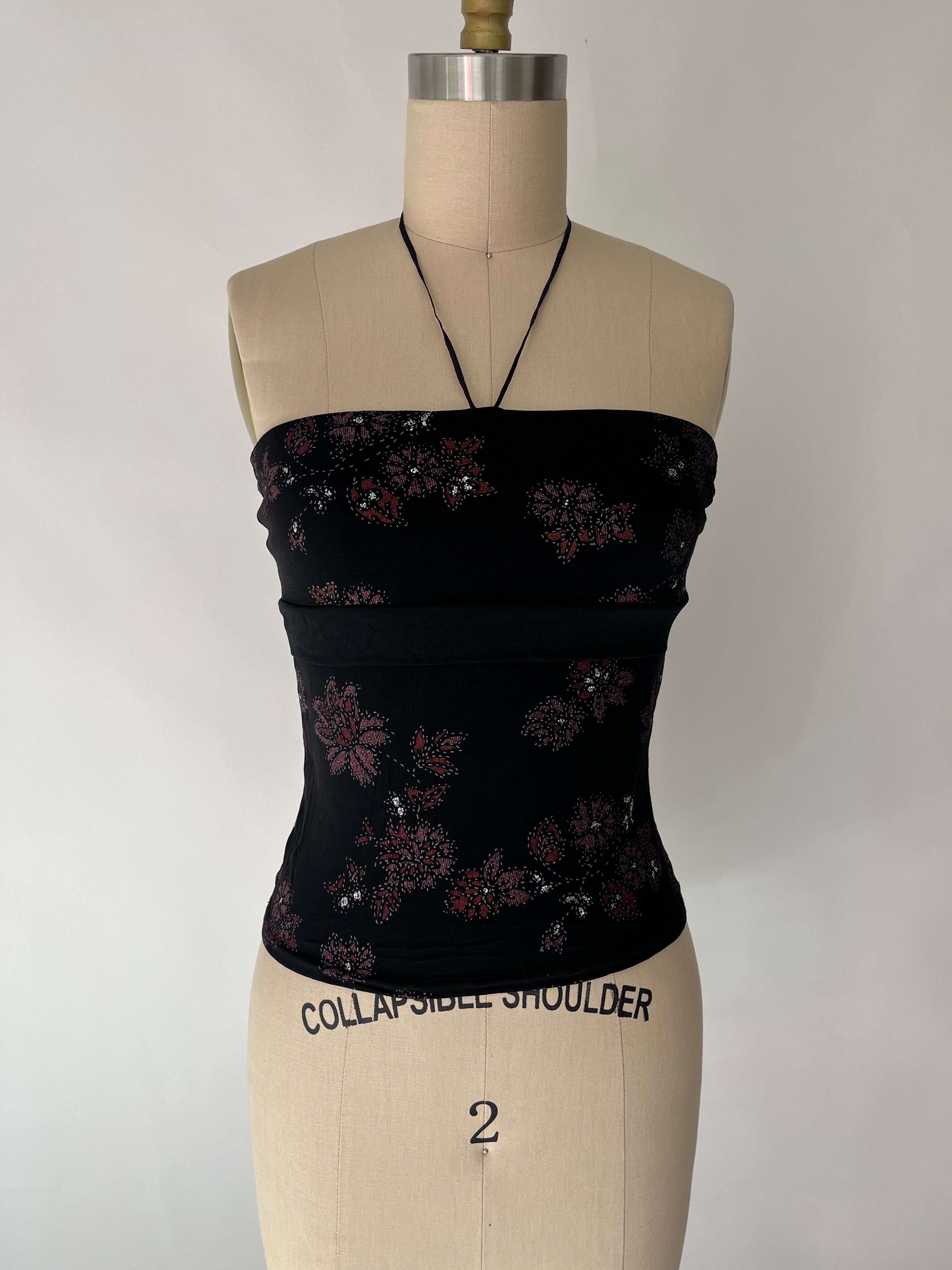 black floral tube top