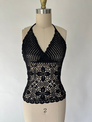 black crochet tank