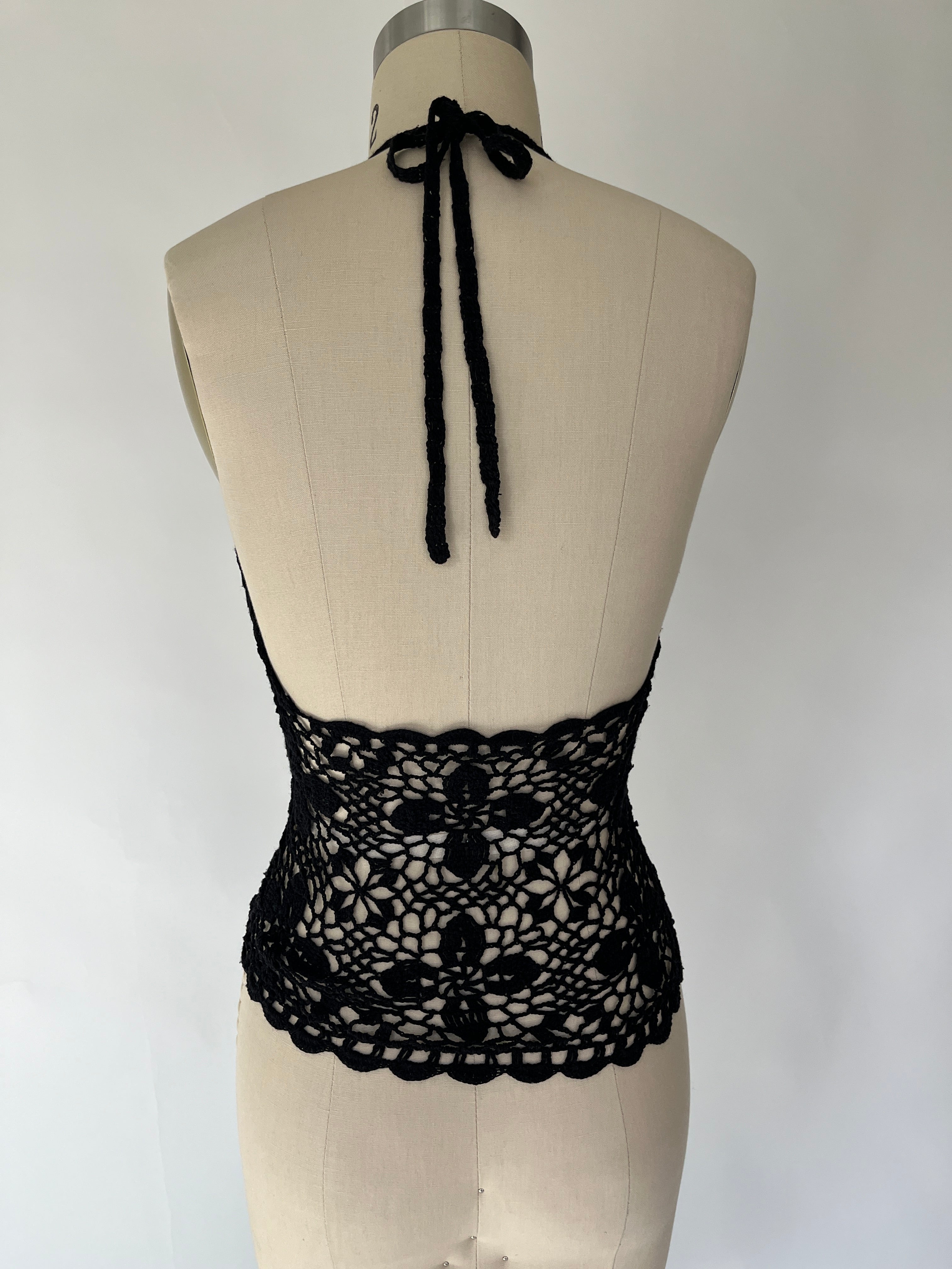black crochet tank